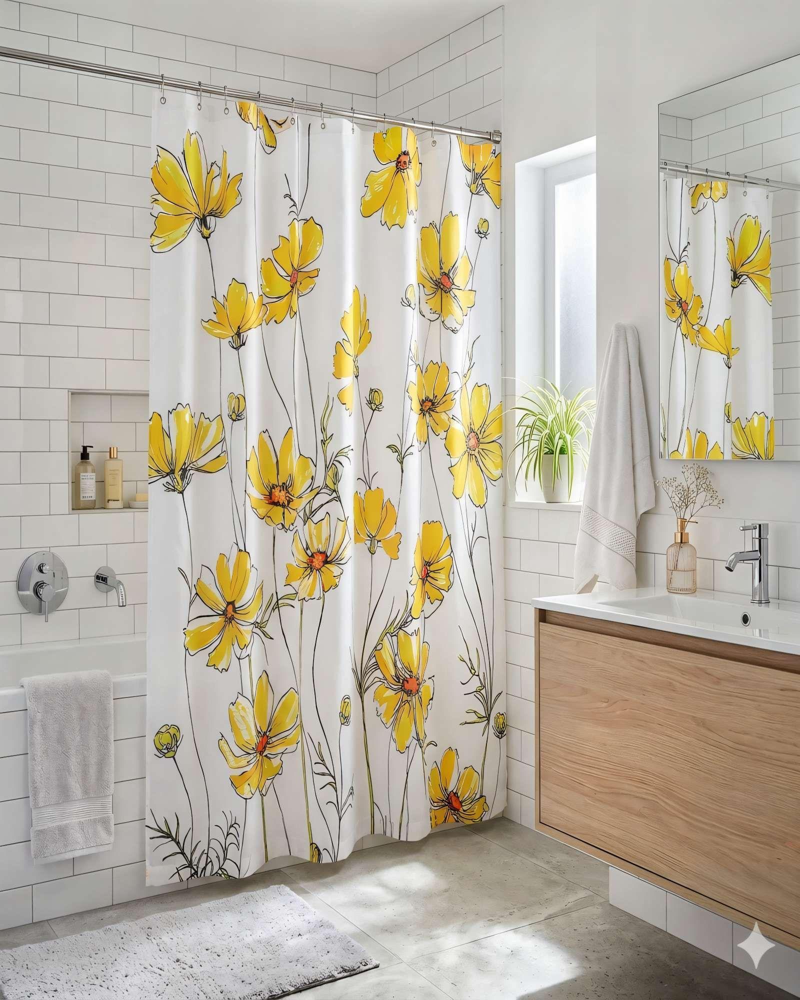 CORTINA DE BAÑO DE TELA IMPERMEABLE MAS FORRO CON DISEÑO FLOREADO F1-2