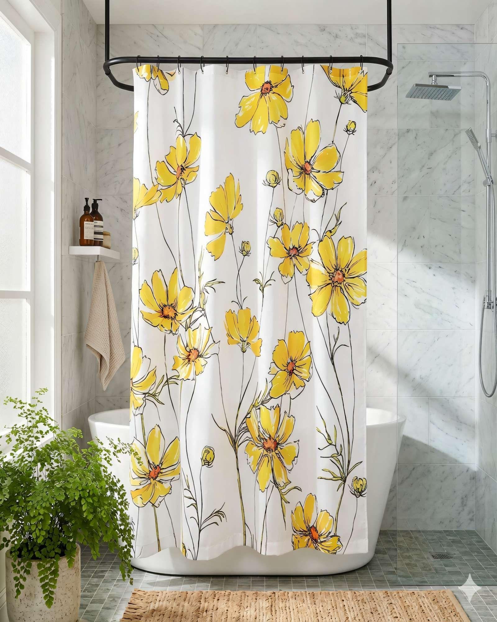CORTINA DE BAÑO DE TELA IMPERMEABLE MAS FORRO CON DISEÑO FLOREADO F1-3