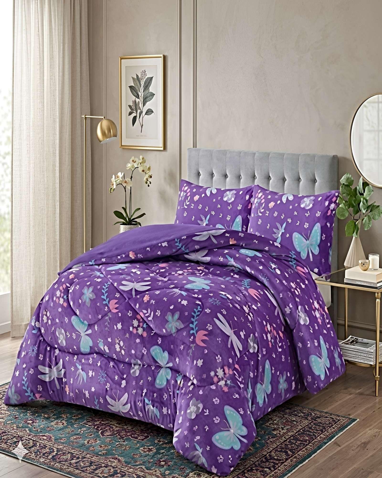 SET COBERTOR DE INVIERNO PLUSH 2 PLAZAS 230X250CM LILA-2