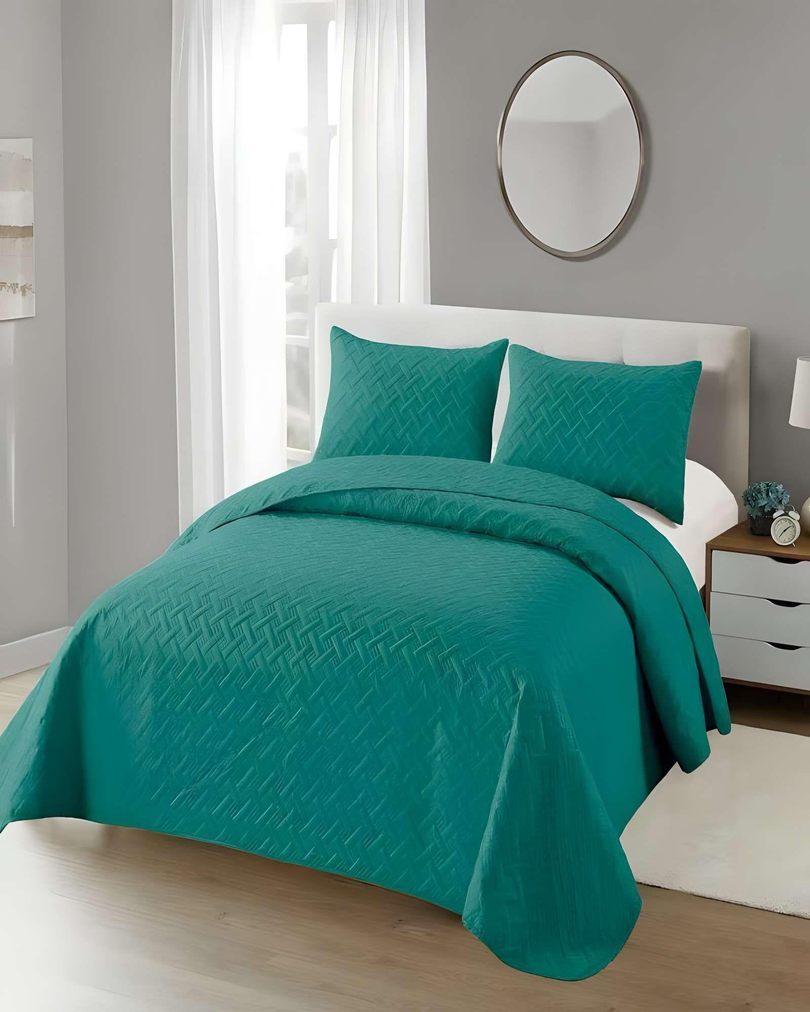 QUILT CUBRECAMA DE VERANO UNICOLOR PLAZA Y MEDIA A4-3