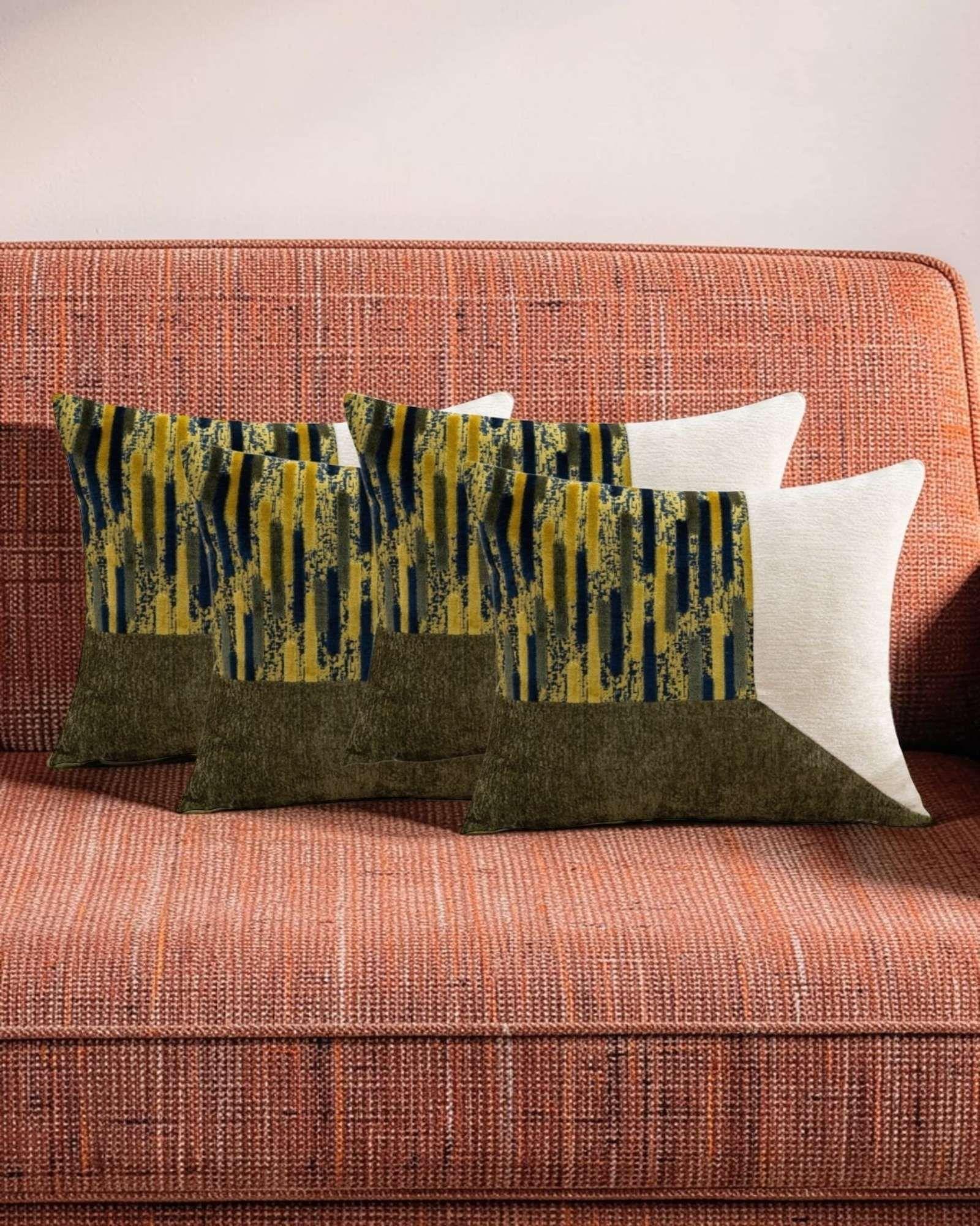 PACK DE 4 FUNDAS DE COJIN CHENILLE DE EMPALME MULTICOLOR 6-2