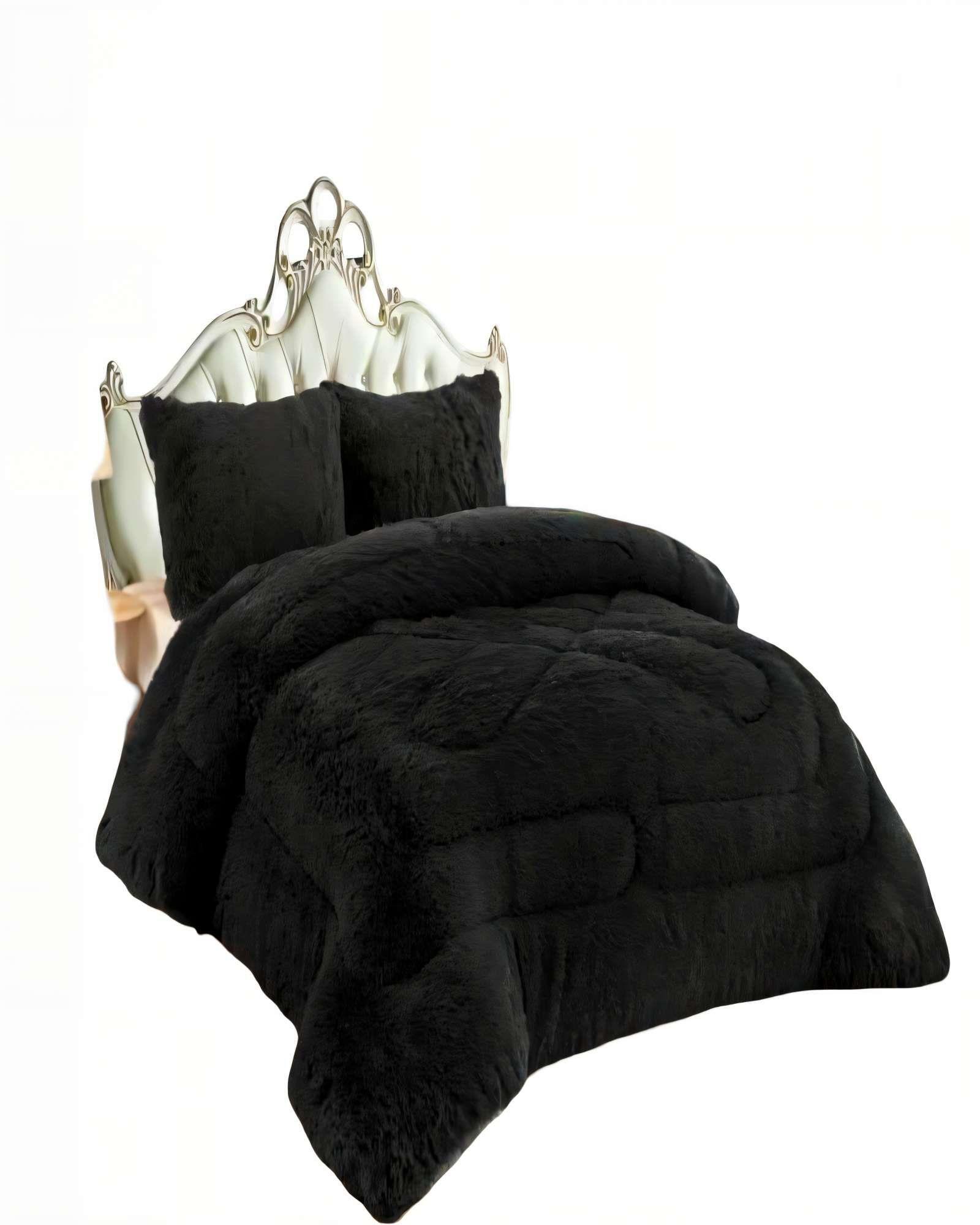 COBERTOR PELUDOS PREMIUM PLAZA Y MEDIA 180CM X 200CM COLOR NEGRO-1
