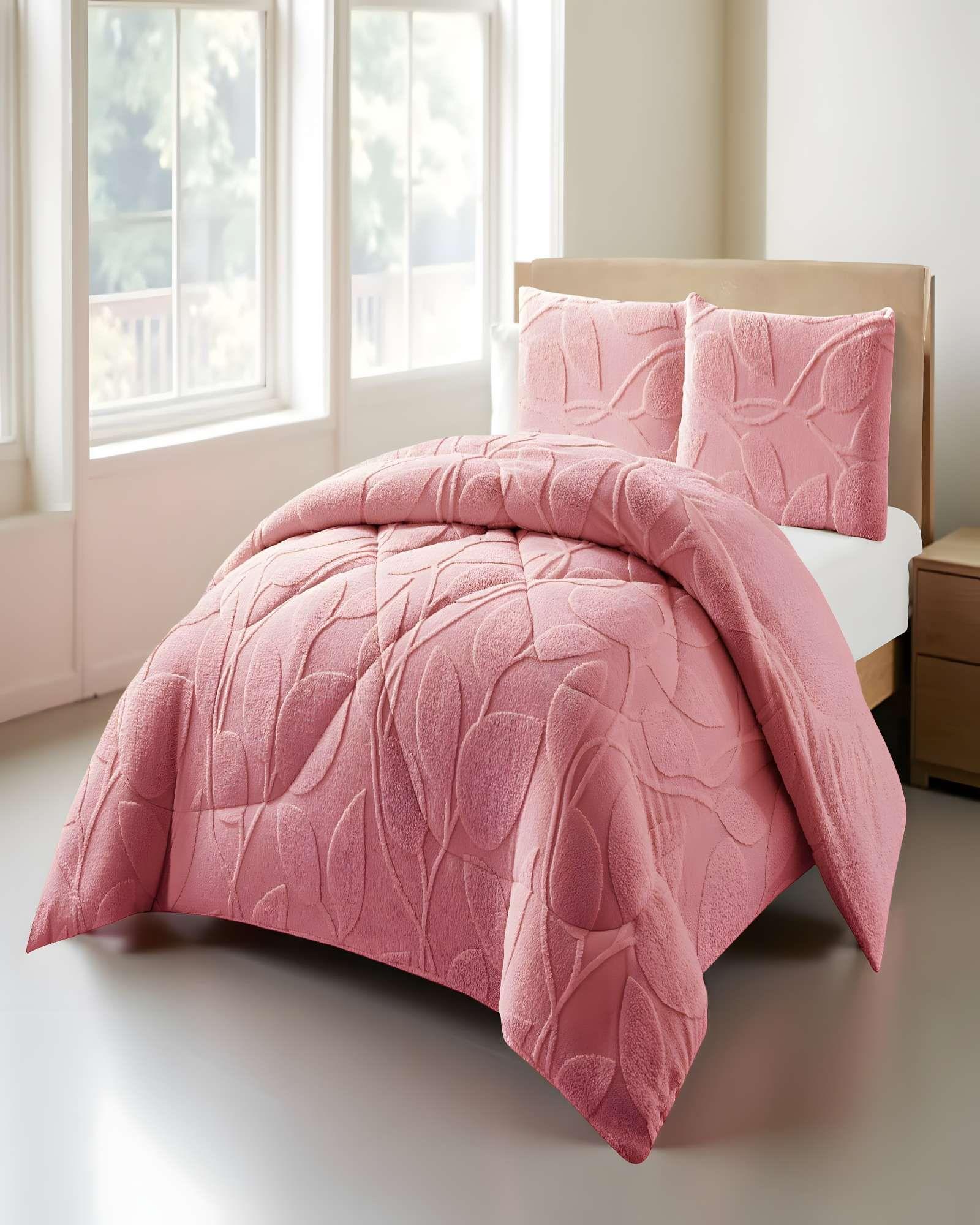 COBERTOR SHERPA TEXTURIZADO RY KING ROSADO 1-2