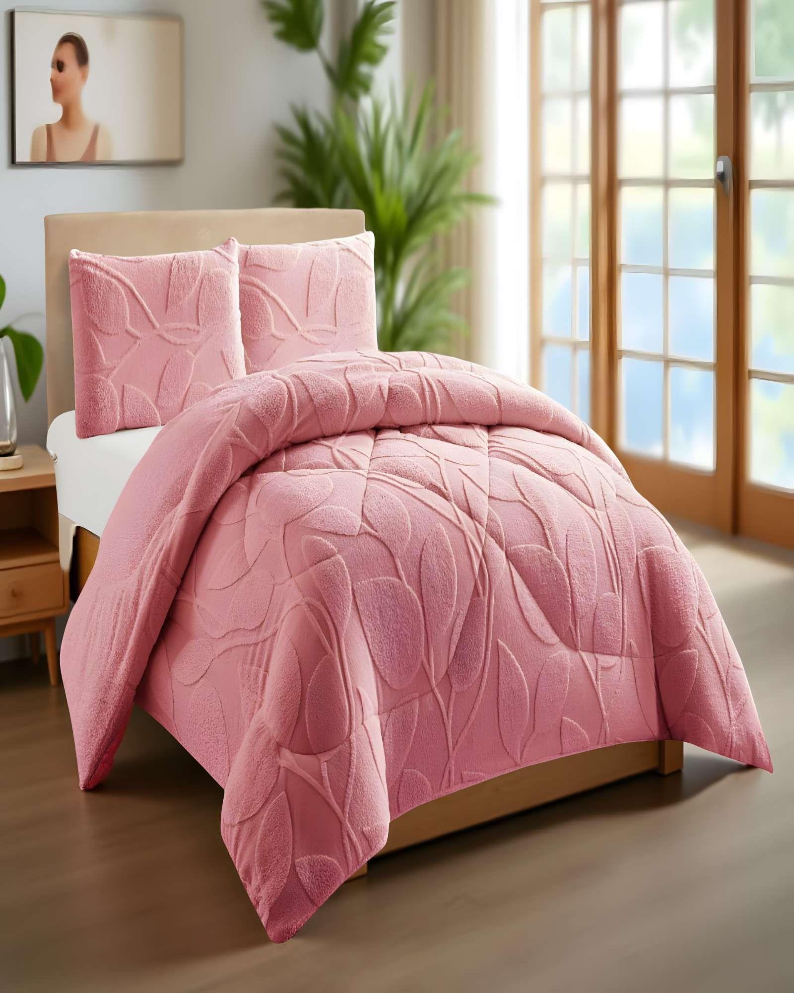 COBERTOR SHERPA TEXTURIZADO RY KING ROSADO 1-3