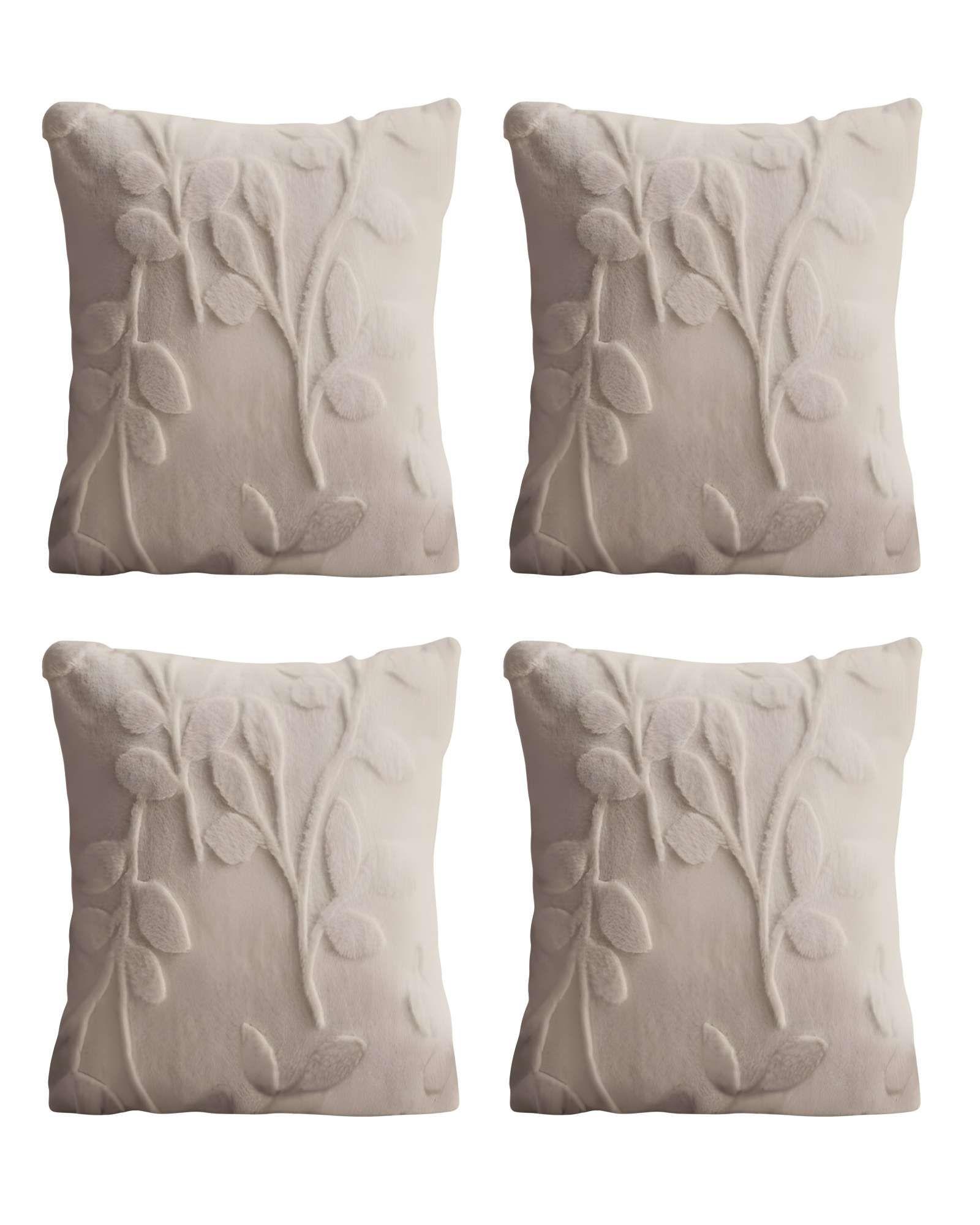 SET DE 4 FUNDAS DE COJIN CON RELIEVE 45X45CM BEIGE-0