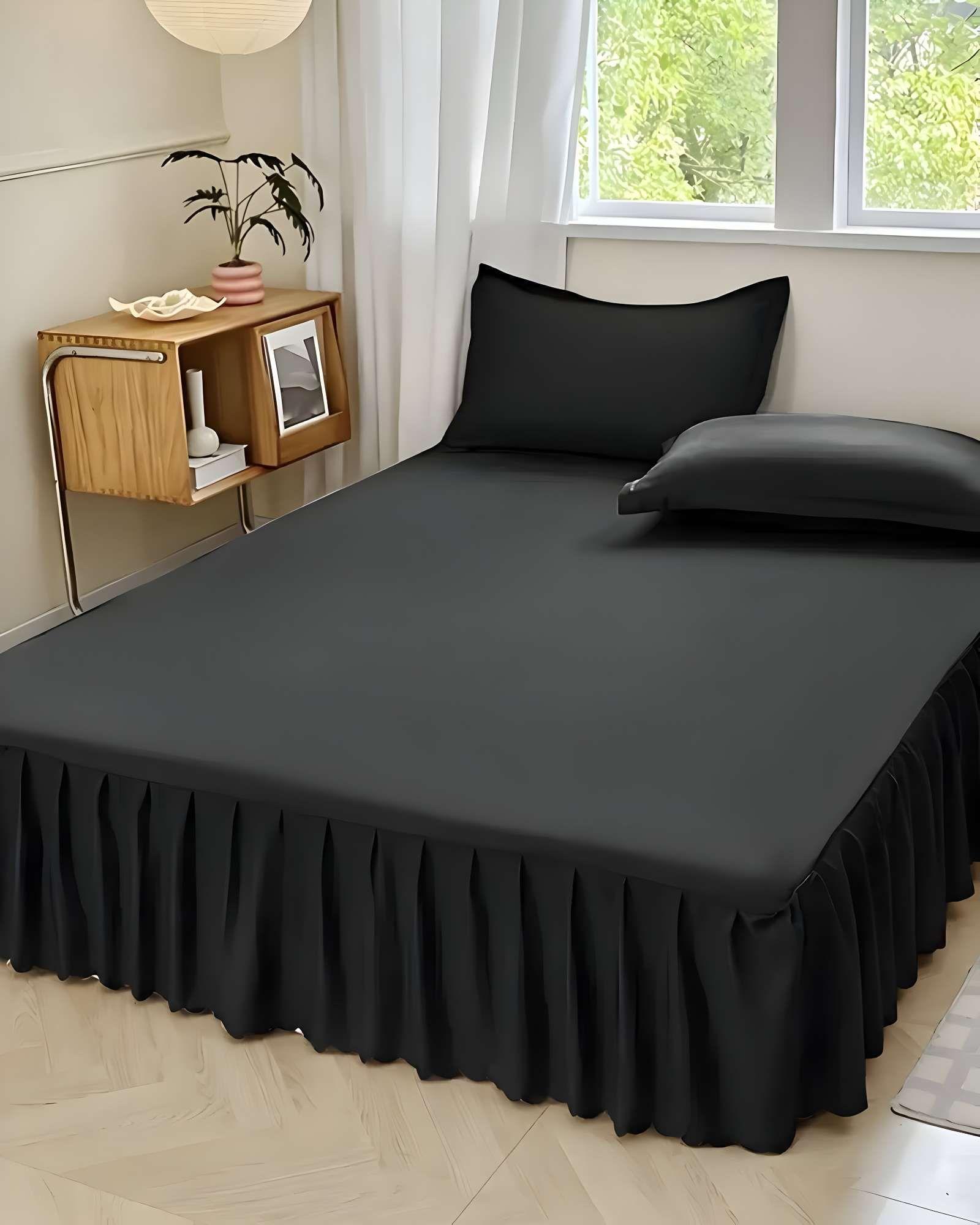 FALDÓN DE CAMA CON VOLADO PROTECTOR DE BASE DE CAMA KING 04-3