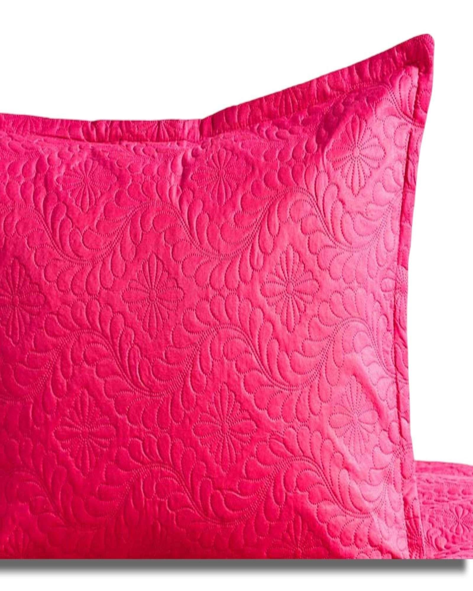 CUBRECAMA QUILT DE VERANO SUPER ELEGANTE PLAZA Y MEDIA 180X230 CM COLOR FUCSIA-2