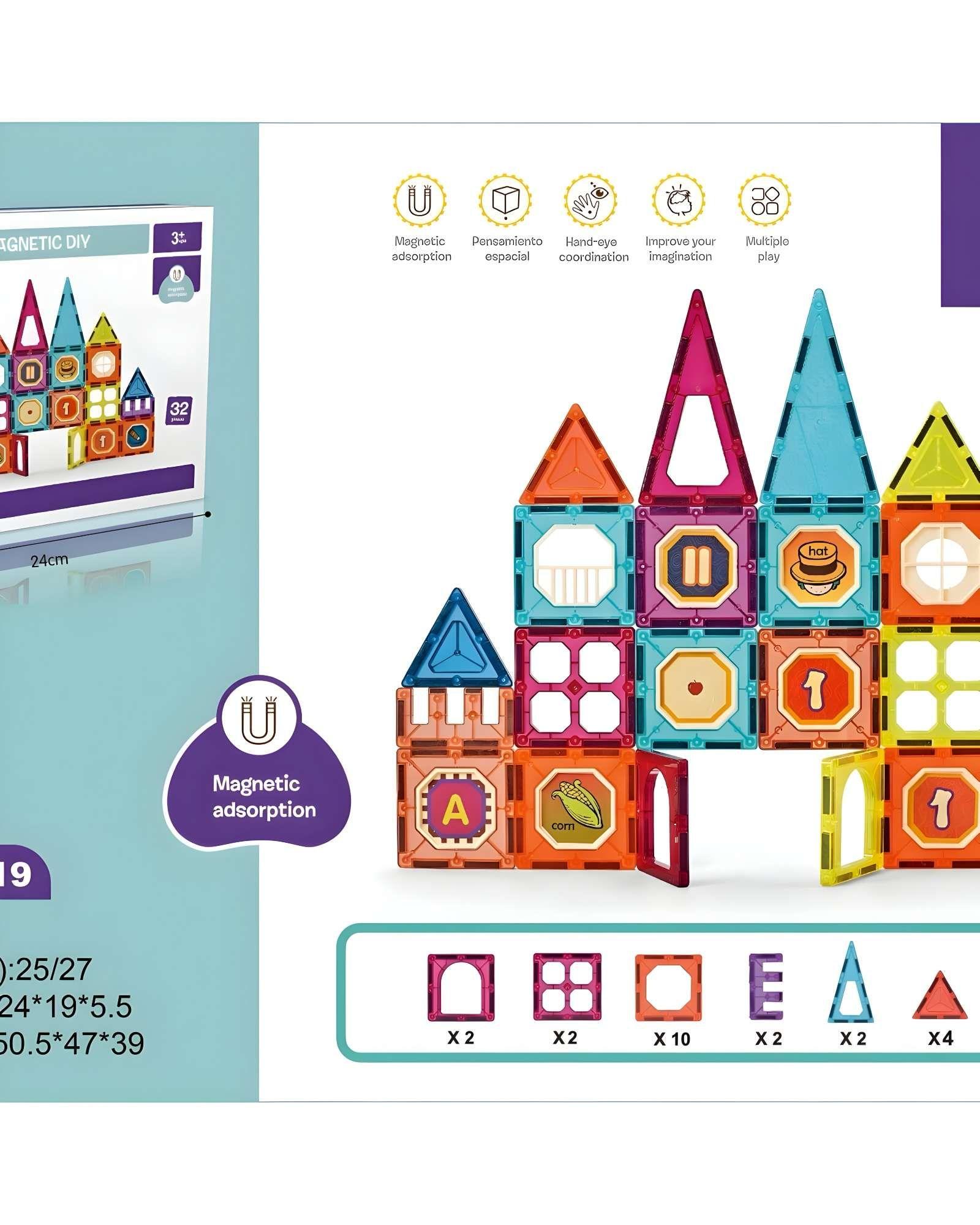 BLOCK MAGNETICO CASTILLO 32 PIEZAS MULTICOLOR-3
