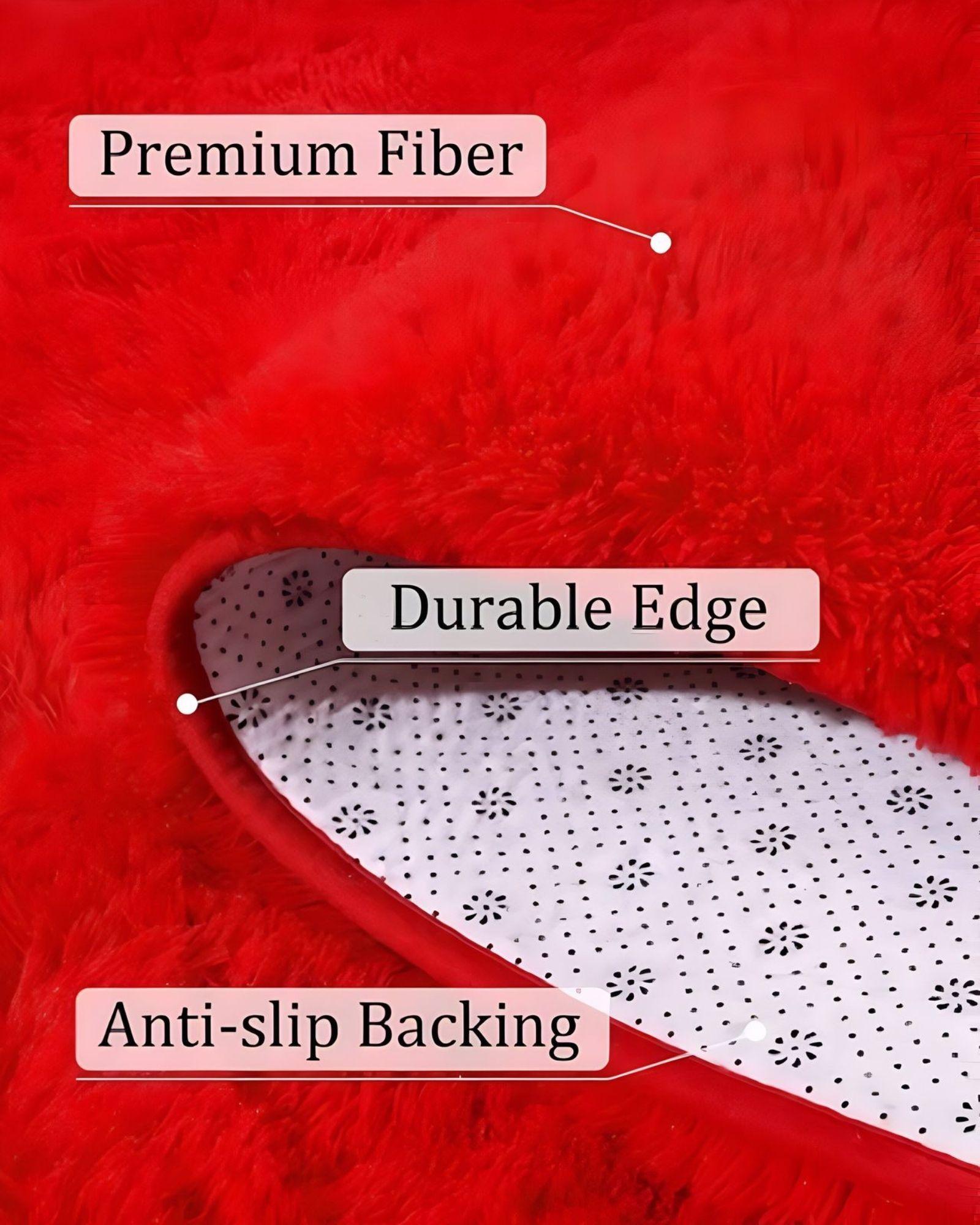 Alfombra peluda Suave 180 x 200 cm Primera Calidad Rojo-3