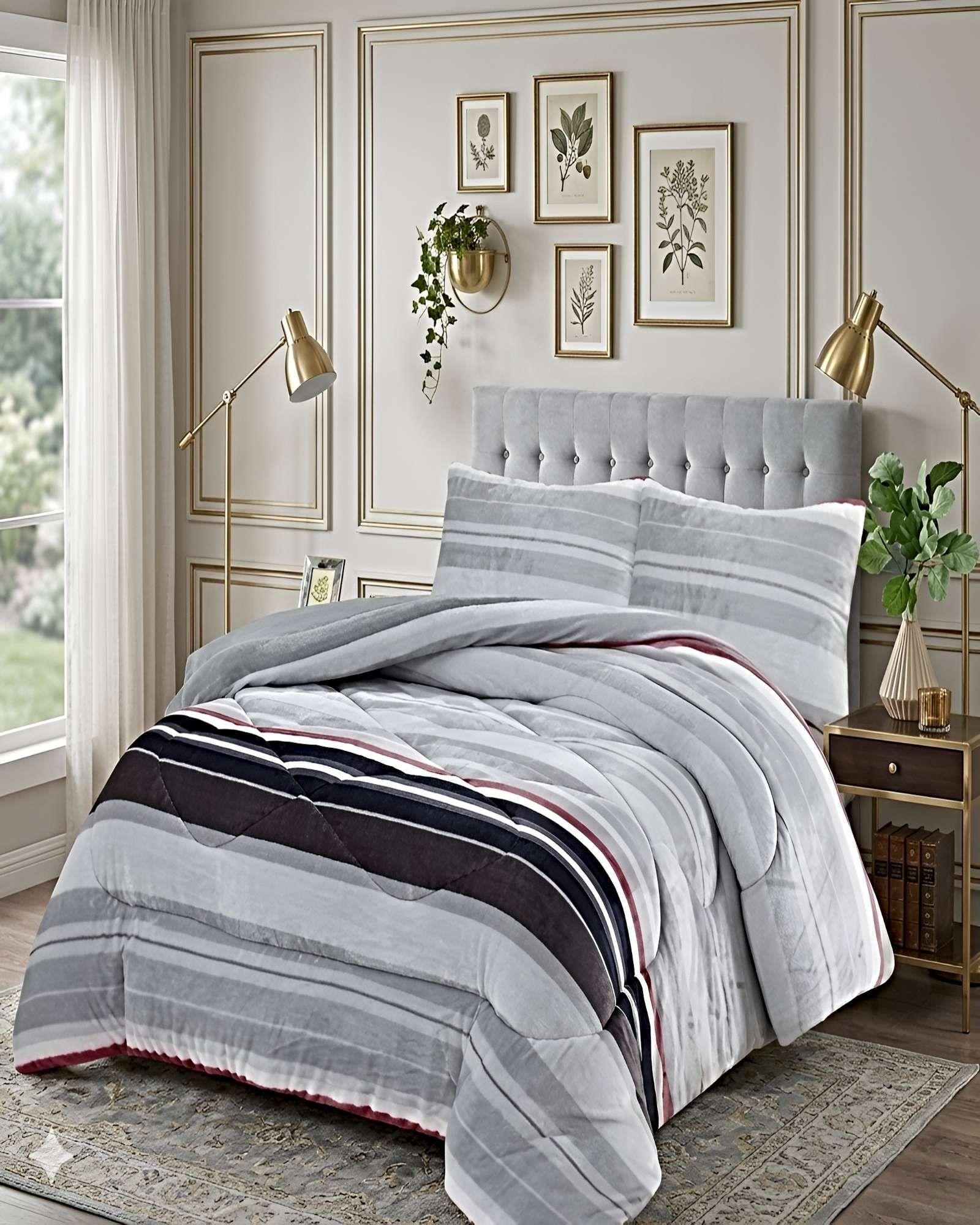 SET COBERTOR DE INVIERNO PLUSH 1.5 PLAZA 180X200CM GRIS CLARO 2-2