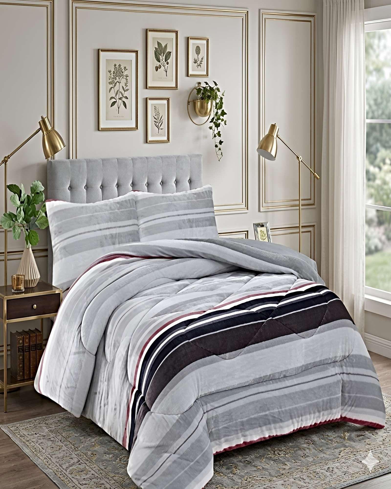 SET COBERTOR DE INVIERNO PLUSH 1.5 PLAZA 180X200CM GRIS CLARO 2-3