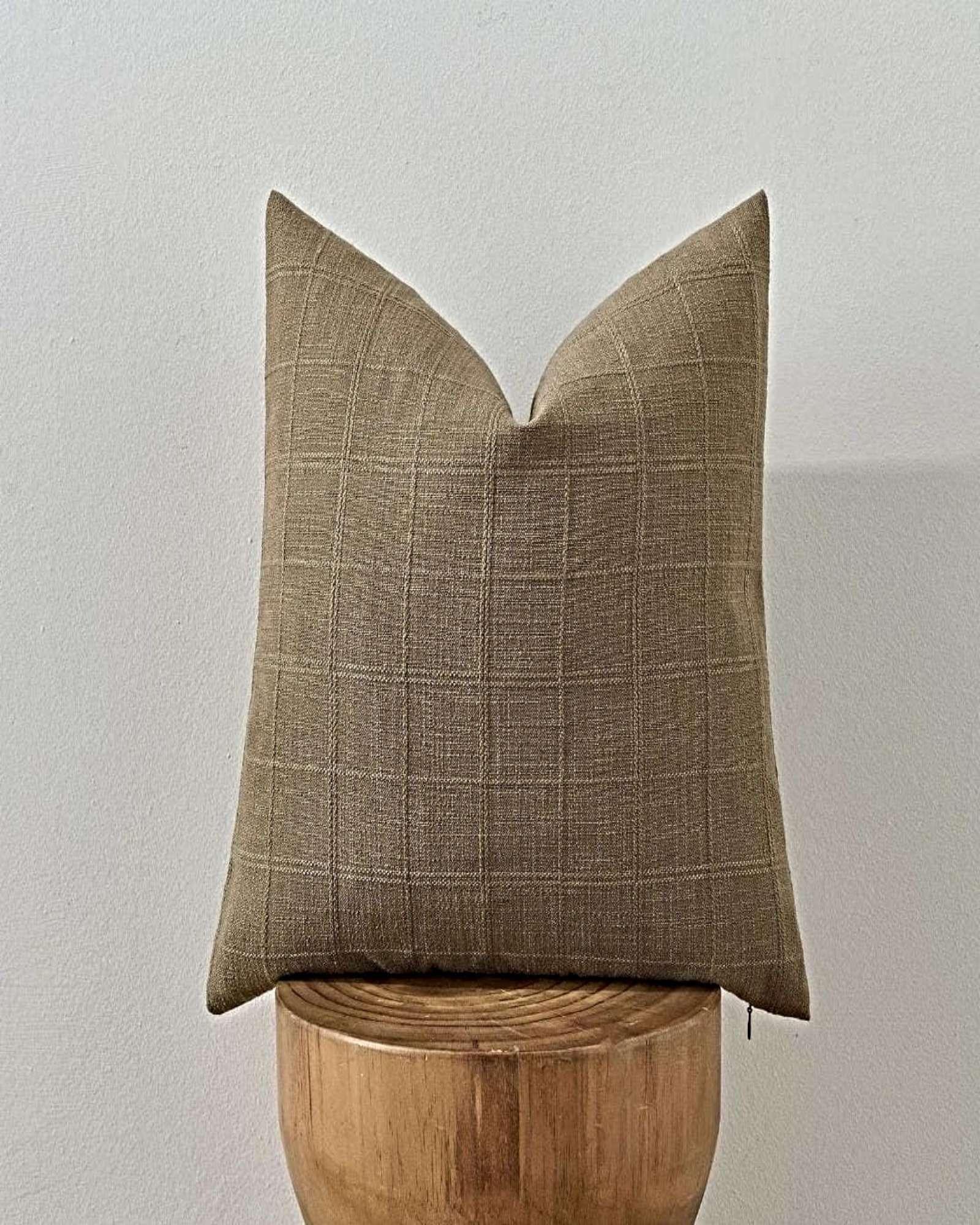 PACK DE 2 FUNDAS DE COJIN JACQUARD CUADRILLE 45X45 CM CAFÉ-2