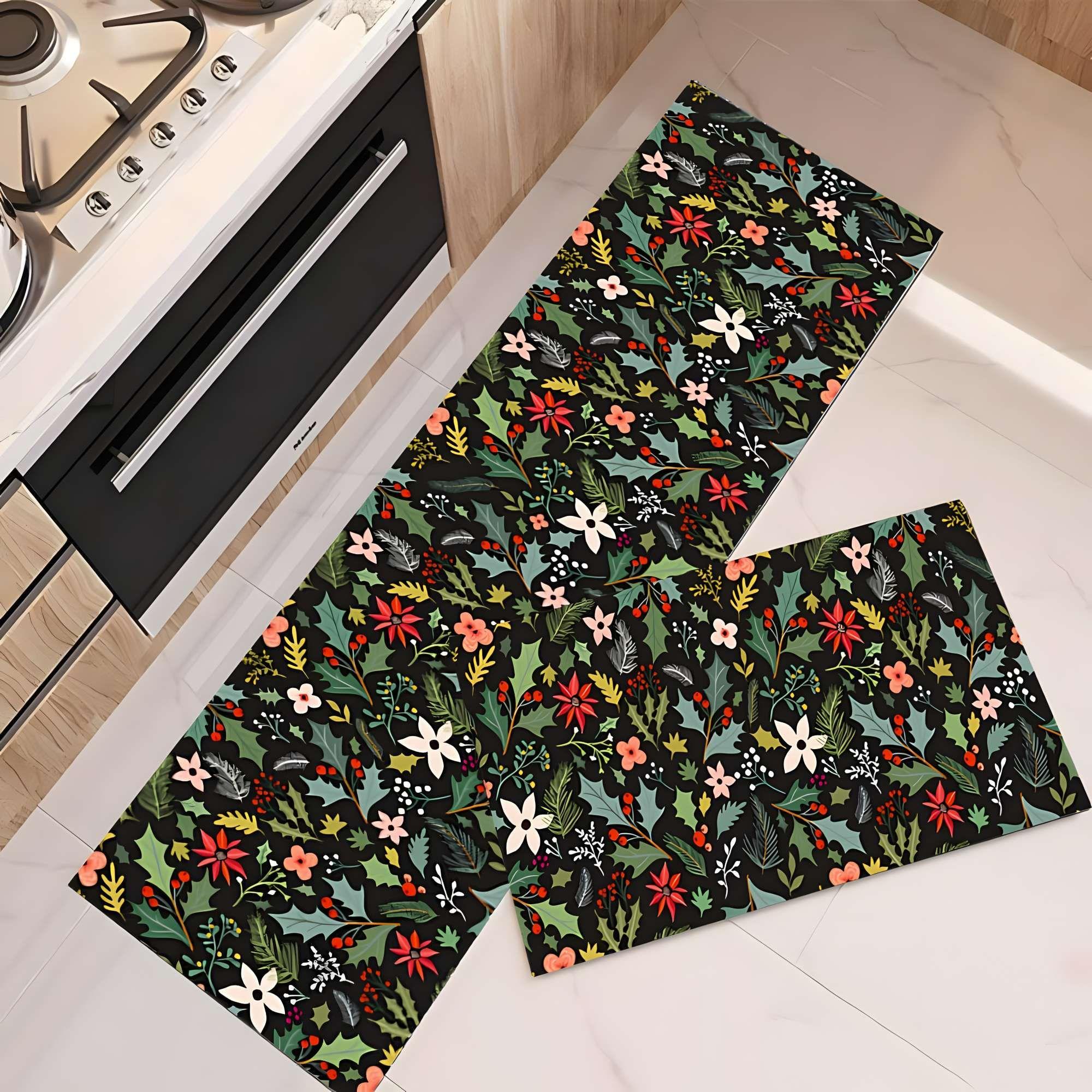 DUO DE  ALFOMBRAS DE GOMA MINIMALISTAS PARA COCINA B14-2
