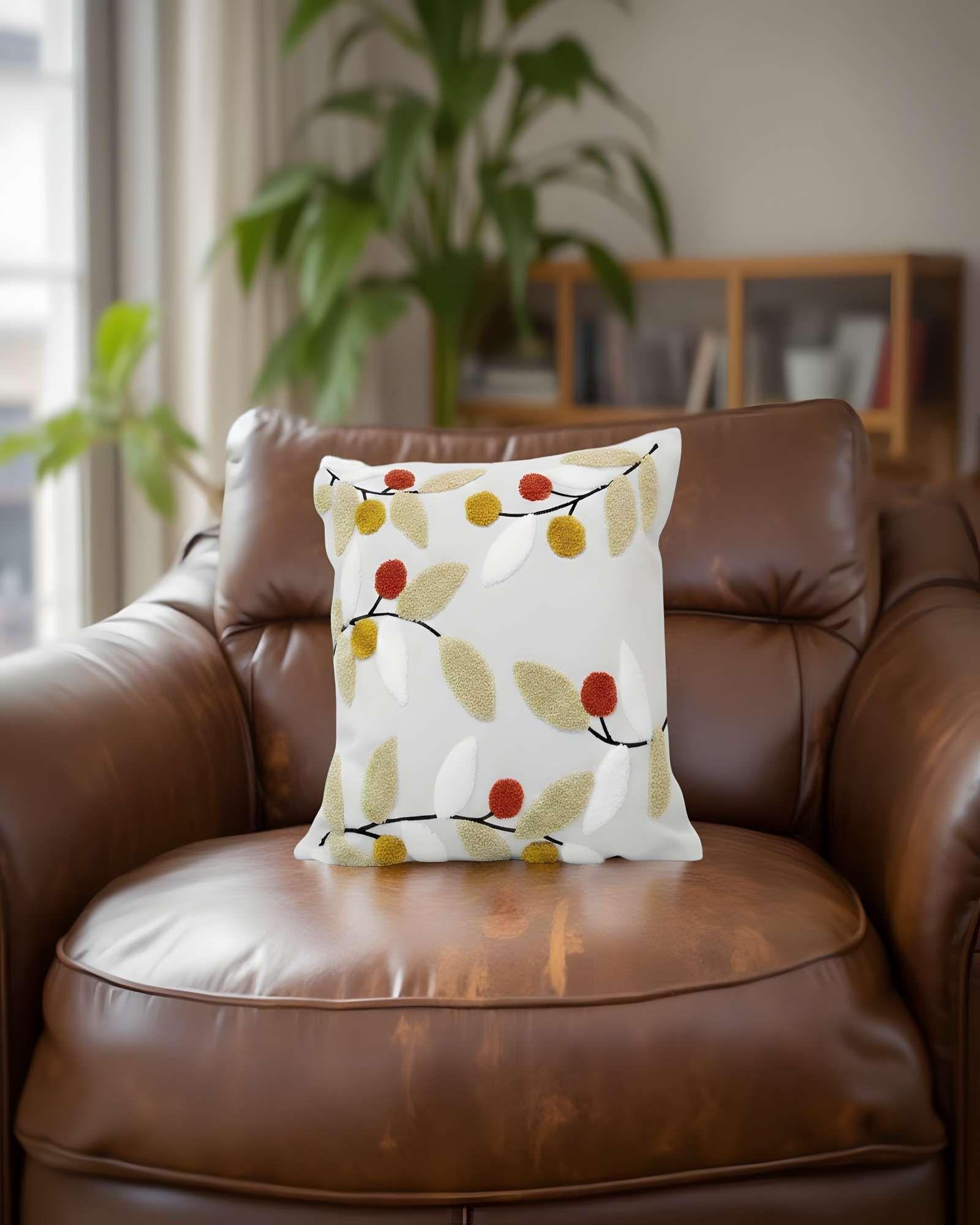 SET DE 4 FUNDAS DE COJIN BORDADAS 45X45CM BLANCO 02-2