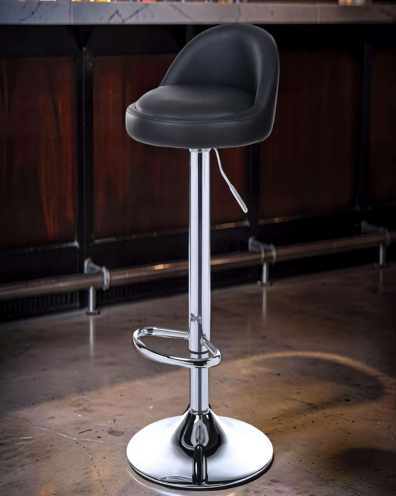 SILLA PARA BAR CON BASE DE METAL COLOR NEGRO-2