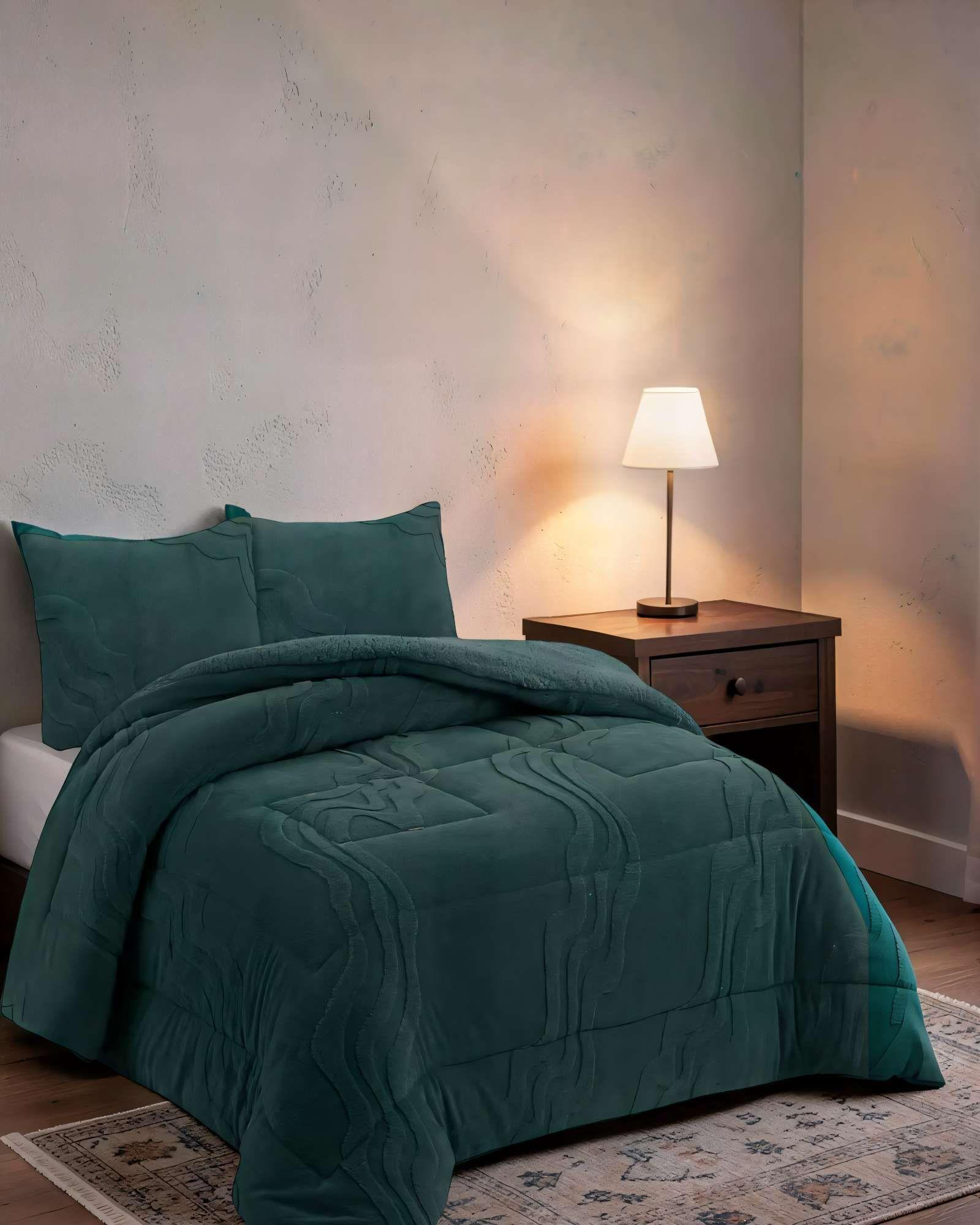 CUBRECAMA DE RELIEVE  2 PLAZAS COLOR VERDE 8-2