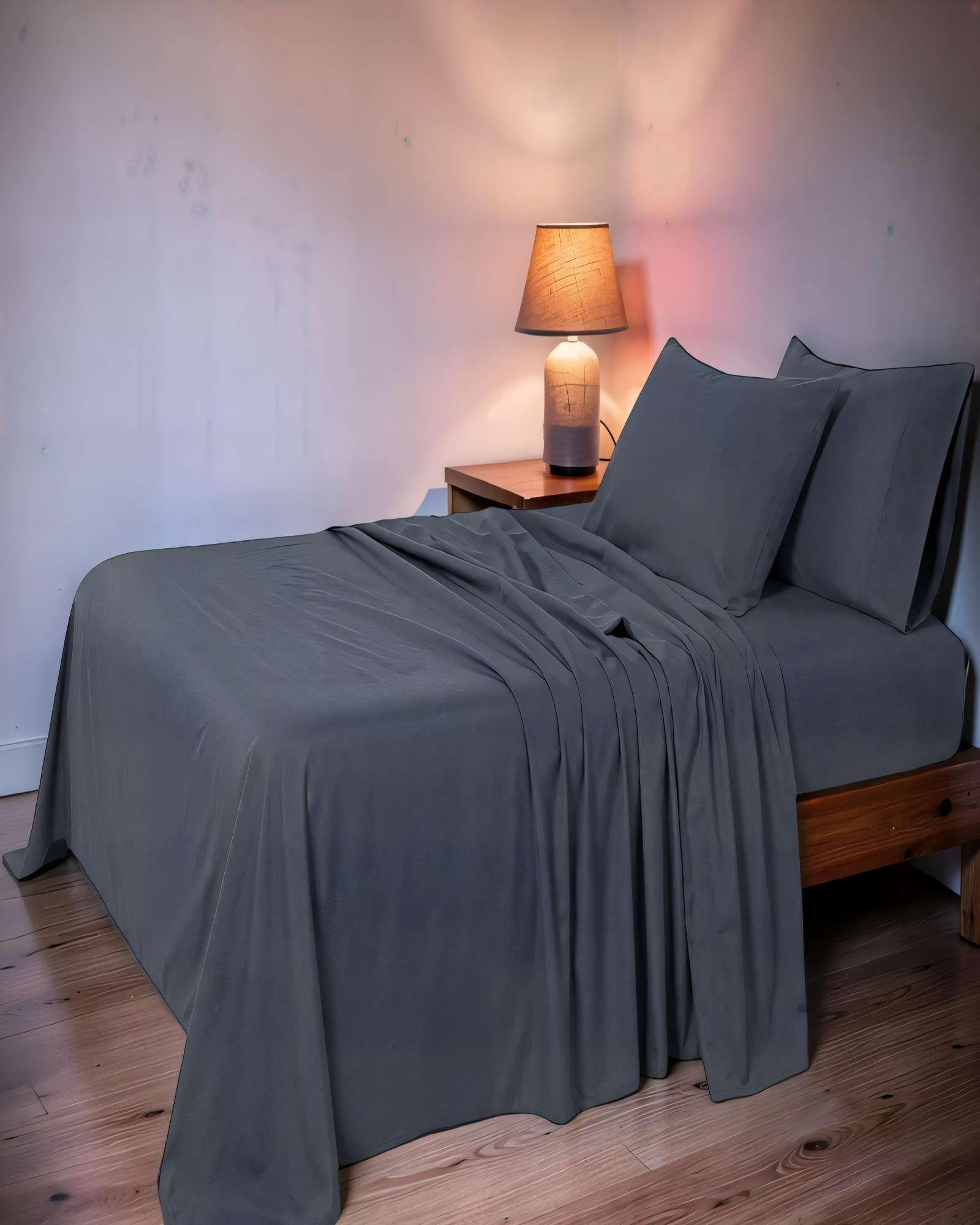 SET DE  SABANA 200 HILOS KING COLOR GRIS-2