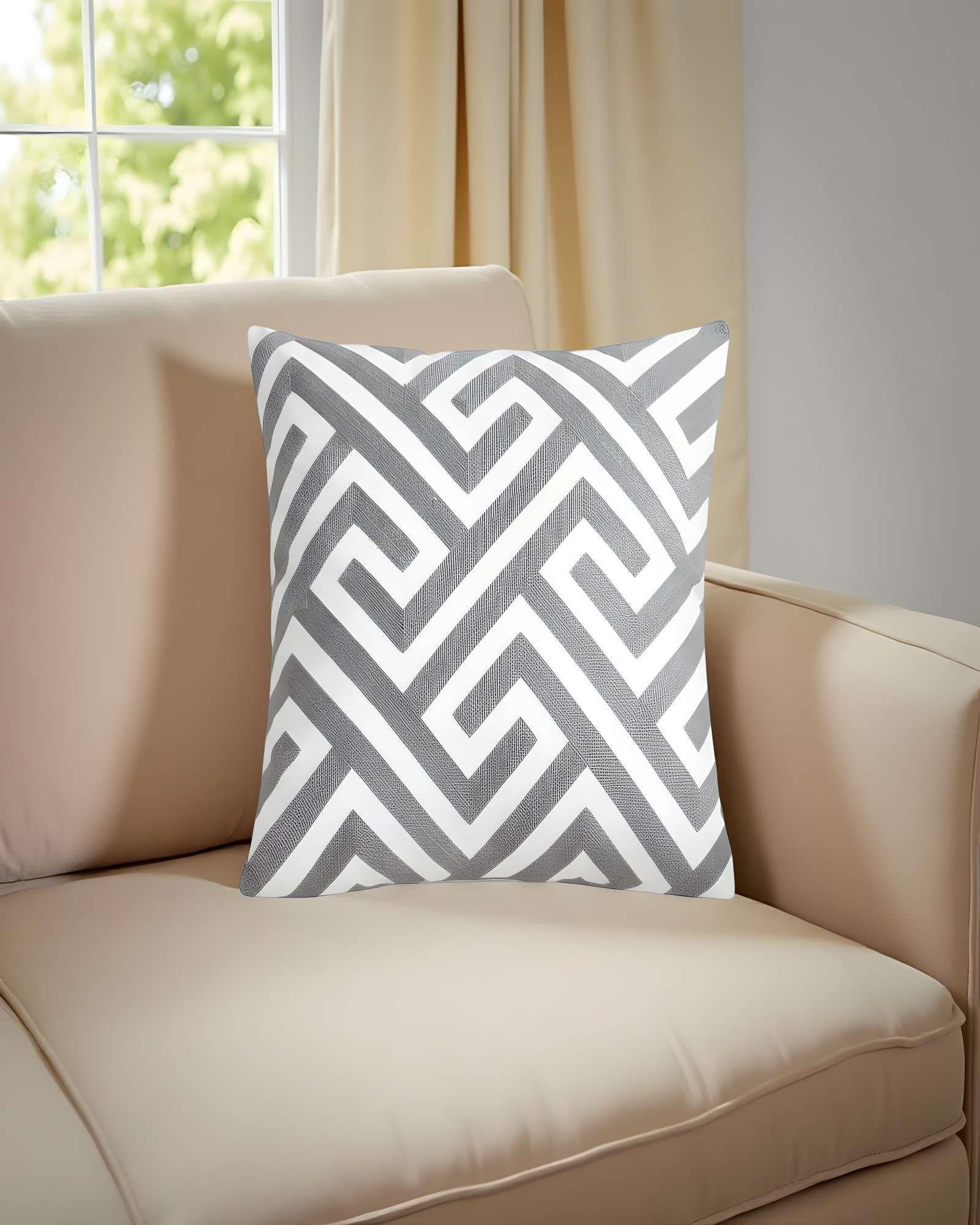 SET DE 2 FUNDAS DE COJIN BORDADAS 45X45CM GRIS-2