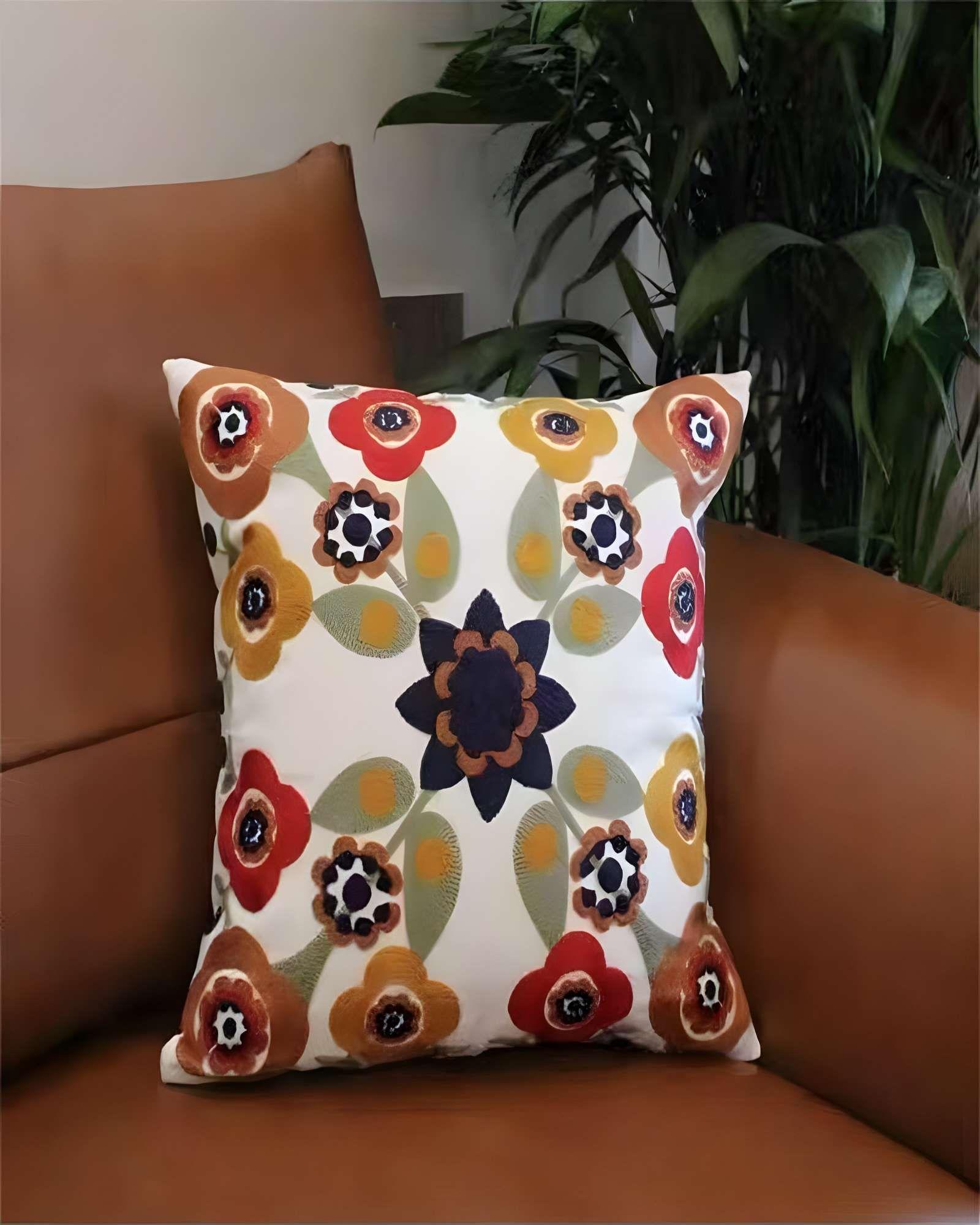 SET DE 4 FUNDAS DE COJIN BORDADAS 45X45CM BLANCO 05-2