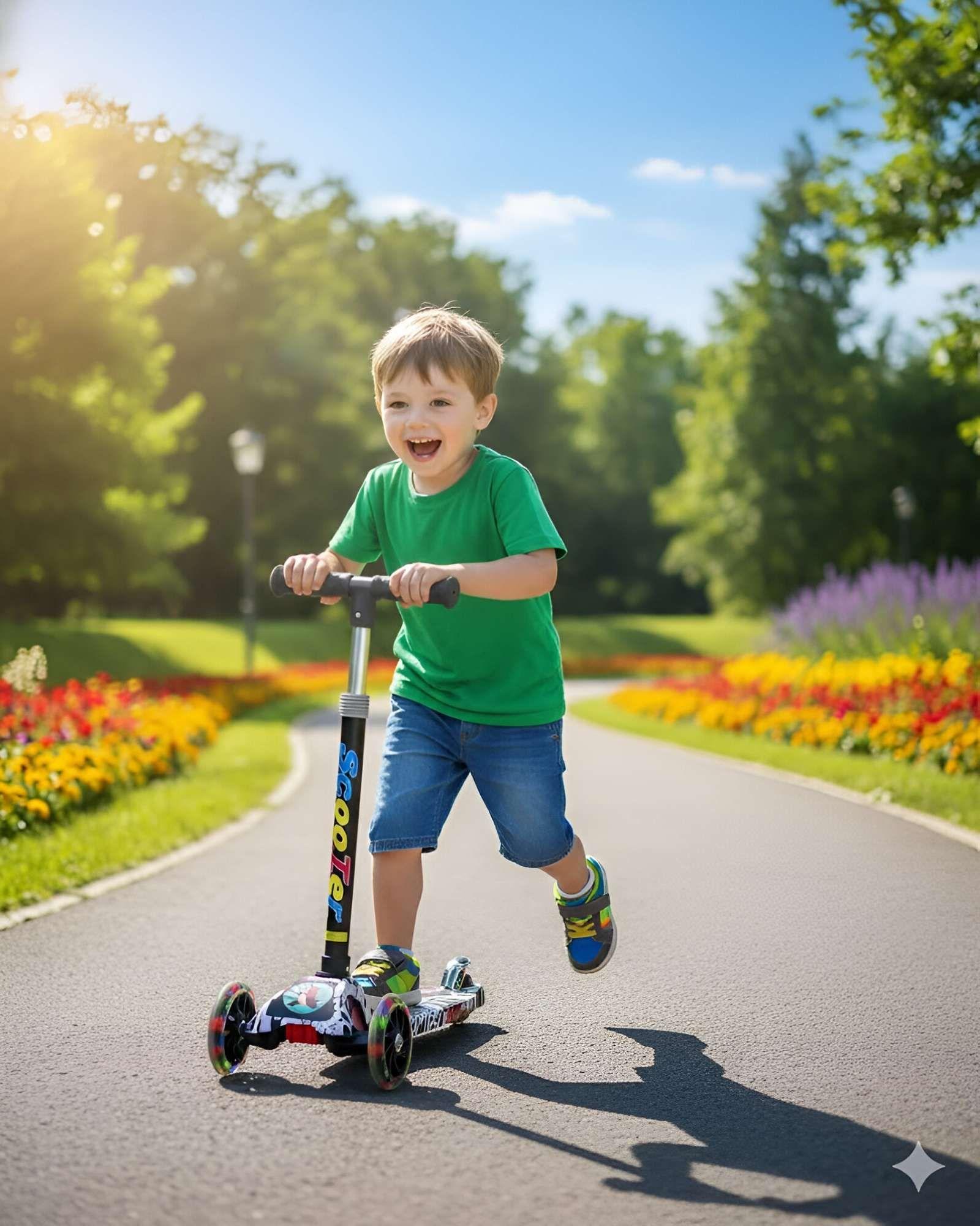 SCOOTER INFANTIL de 3 Ruedas Colorido y Ajustable con Luces LED 03-4