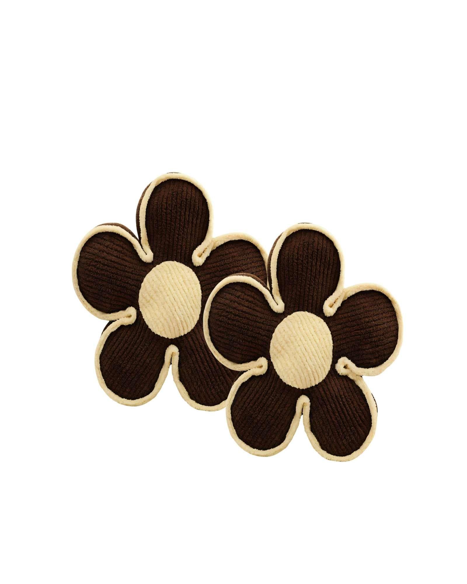 PACK DE COJIN DECORATIVO EN FORMA DE FLOR COLOR MARRON CON BORDE BEIGE-0