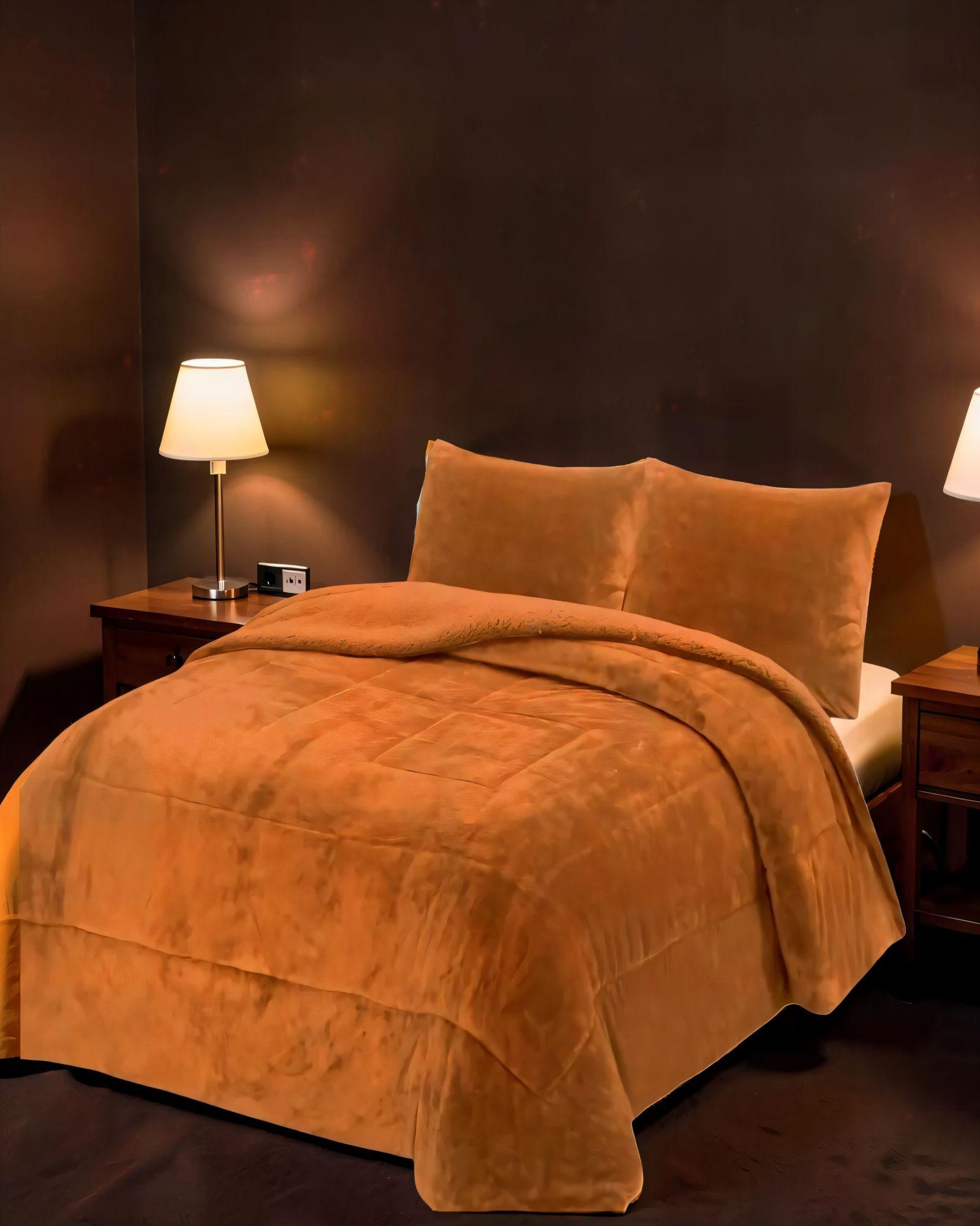 COBERTOR SHERPA 2 PLAZAS 230X250CM MOSTAZA B21-2