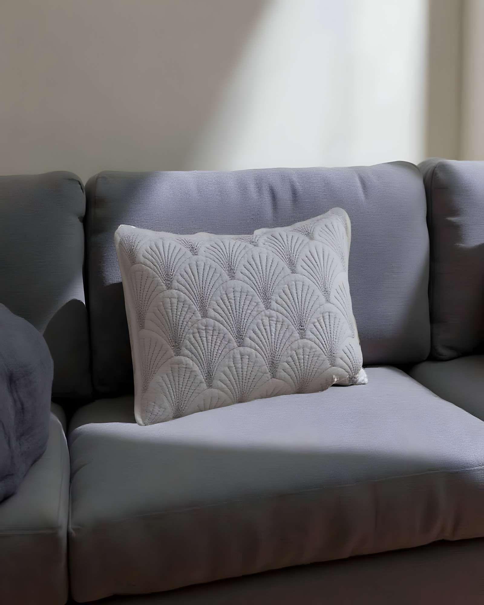 SET DE 4 FUNDAS DE COJIN SERIE ABANICO 30X50 CM GRIS-3