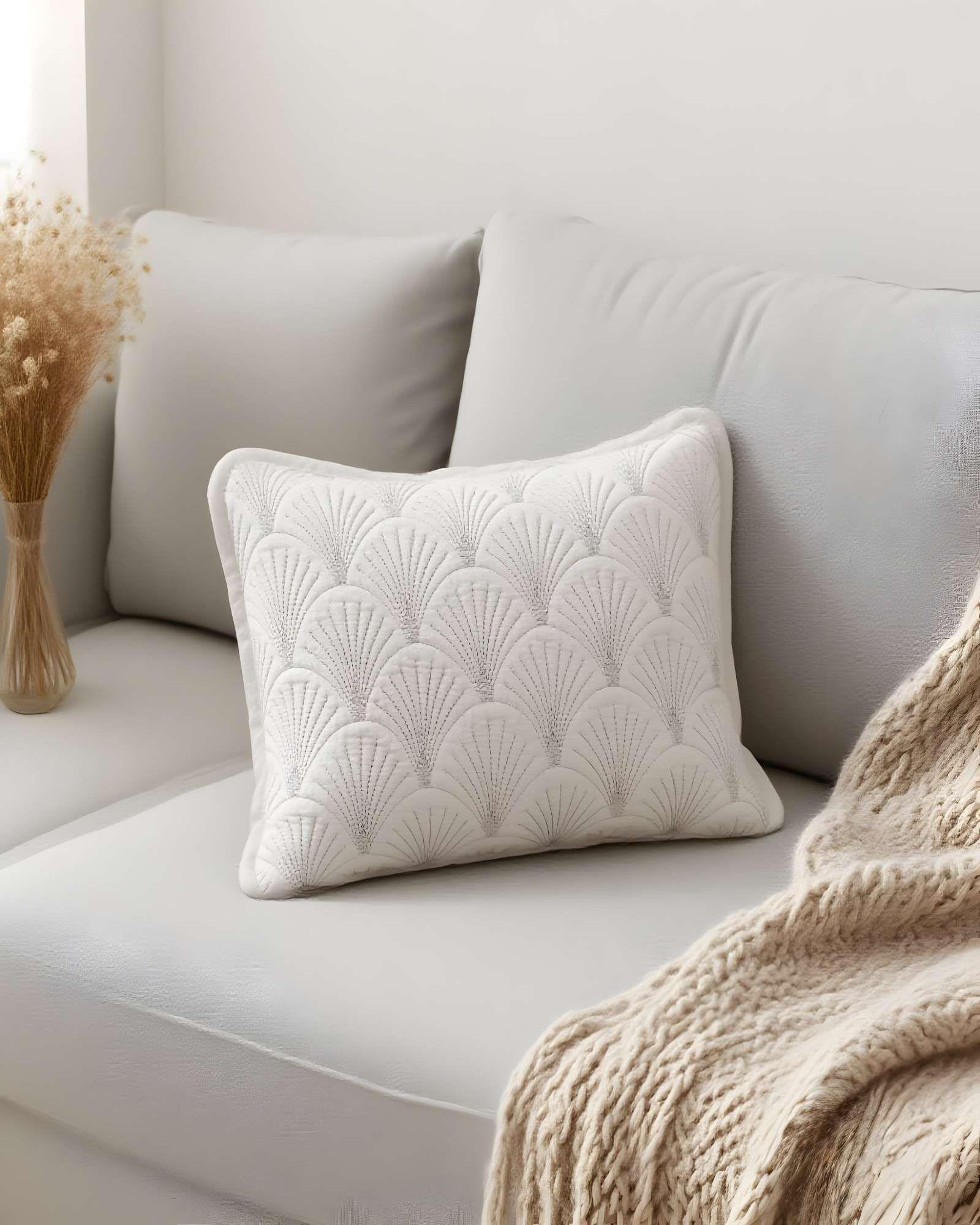 SET DE 2 FUNDAS DE COJIN SERIE ABANICO 30X50 CM BLANCO-2