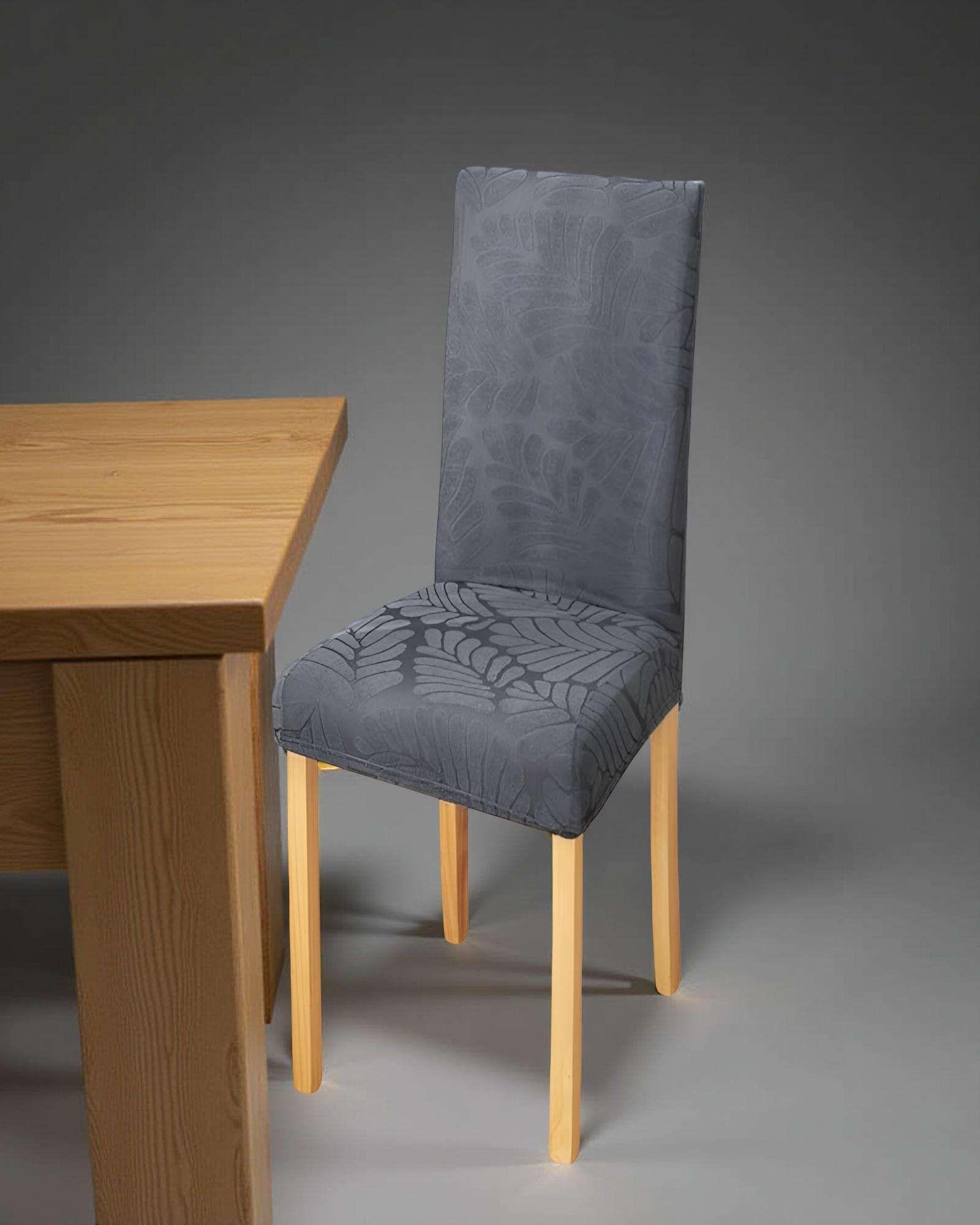 SET DE 6 FUNDAS DE SILLA CON DISEÑO TEXTURIZADO COLORGRIS 2-3