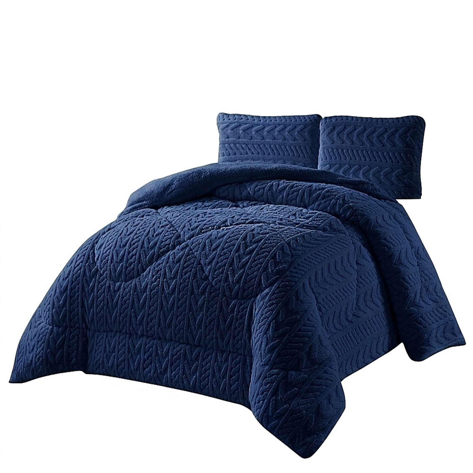 COBERTOR SHERPA TEXTURIZADO RM 2 PLAZAS AZUL O-2