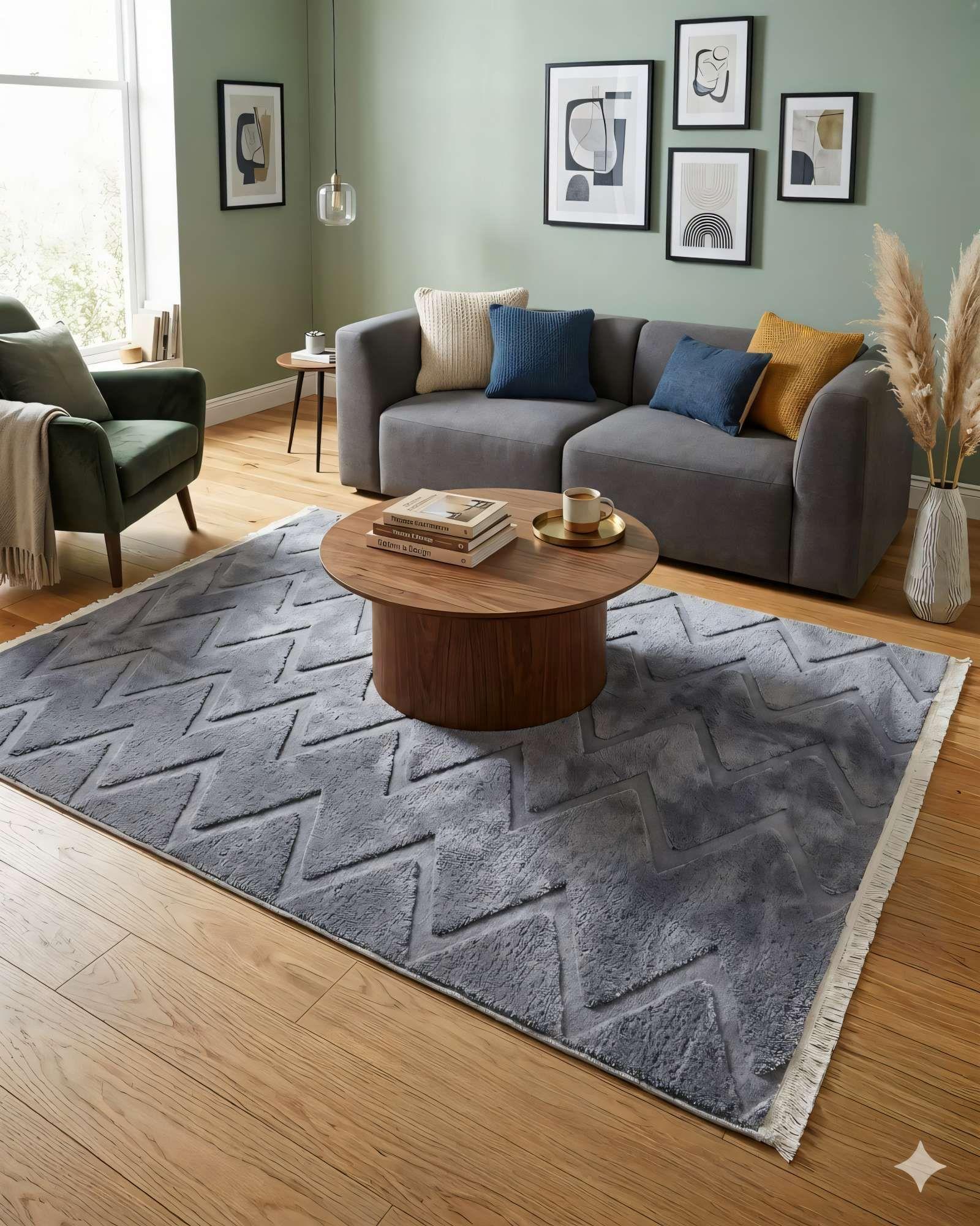 ALFOMBRA 200 X 240 JACQUARD DECORATIVA COLOR GRIS 2-2