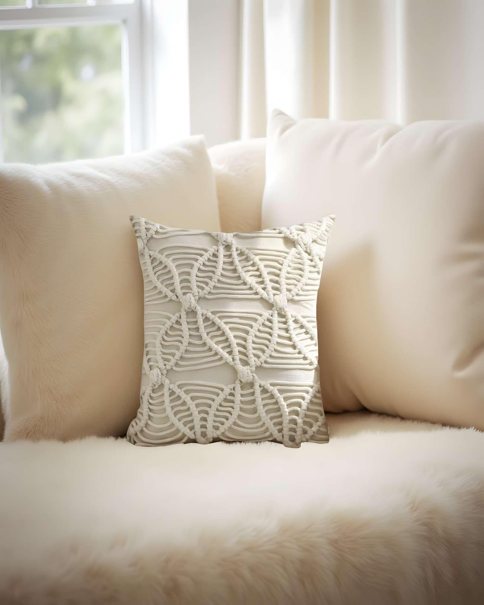 SET DE 2 FUNDAS DE COJIN CON ESTILO BOHEMIO 45X45CM BEIGE 04-2