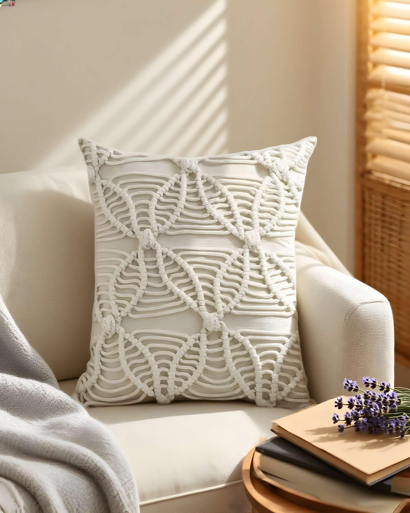 SET DE 2 FUNDAS DE COJIN CON ESTILO BOHEMIO 45X45CM BEIGE 04-3