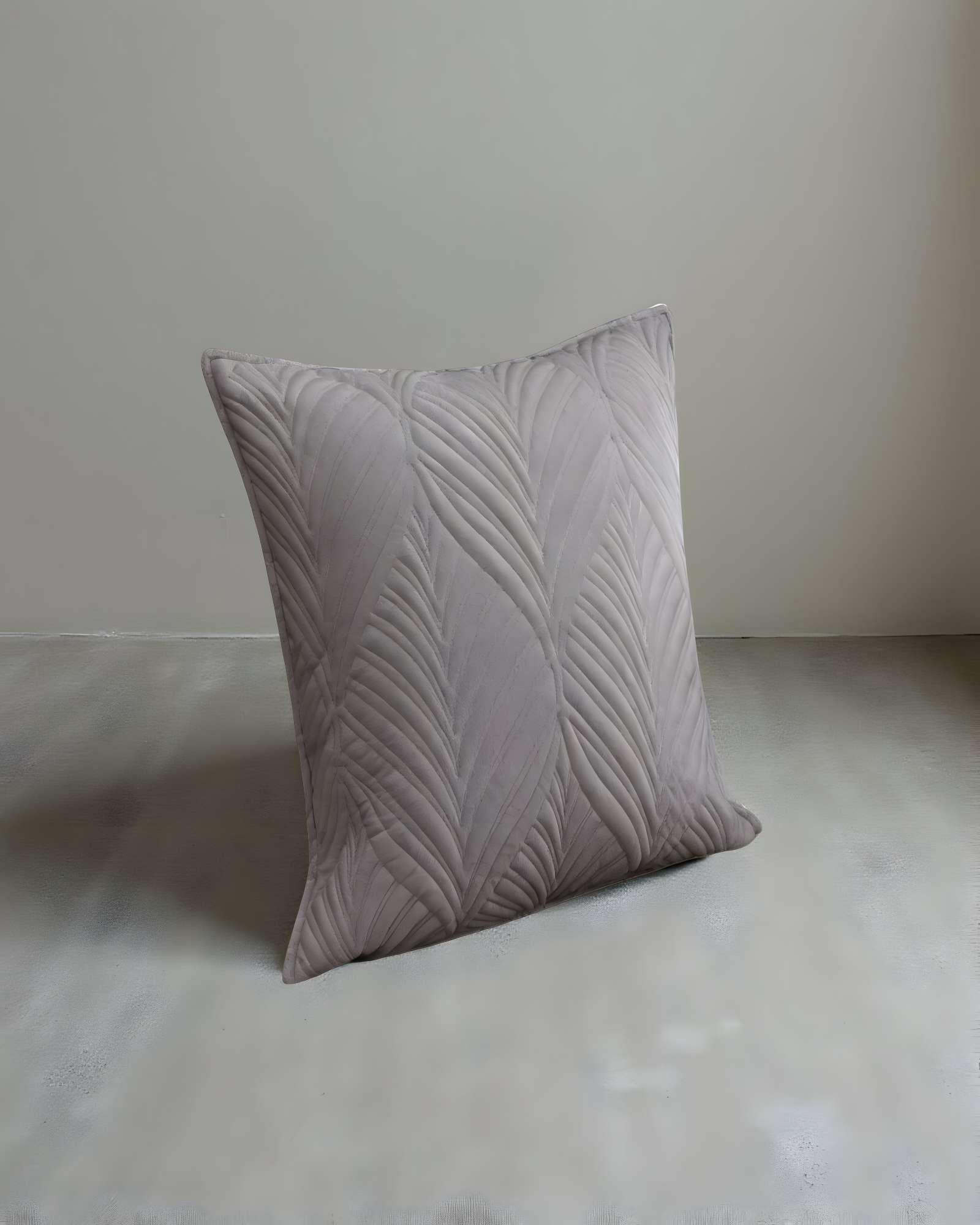 SET DE 2 FUNDAS DE COJIN SERIE HOJAS 45X45 CM GRIS-3