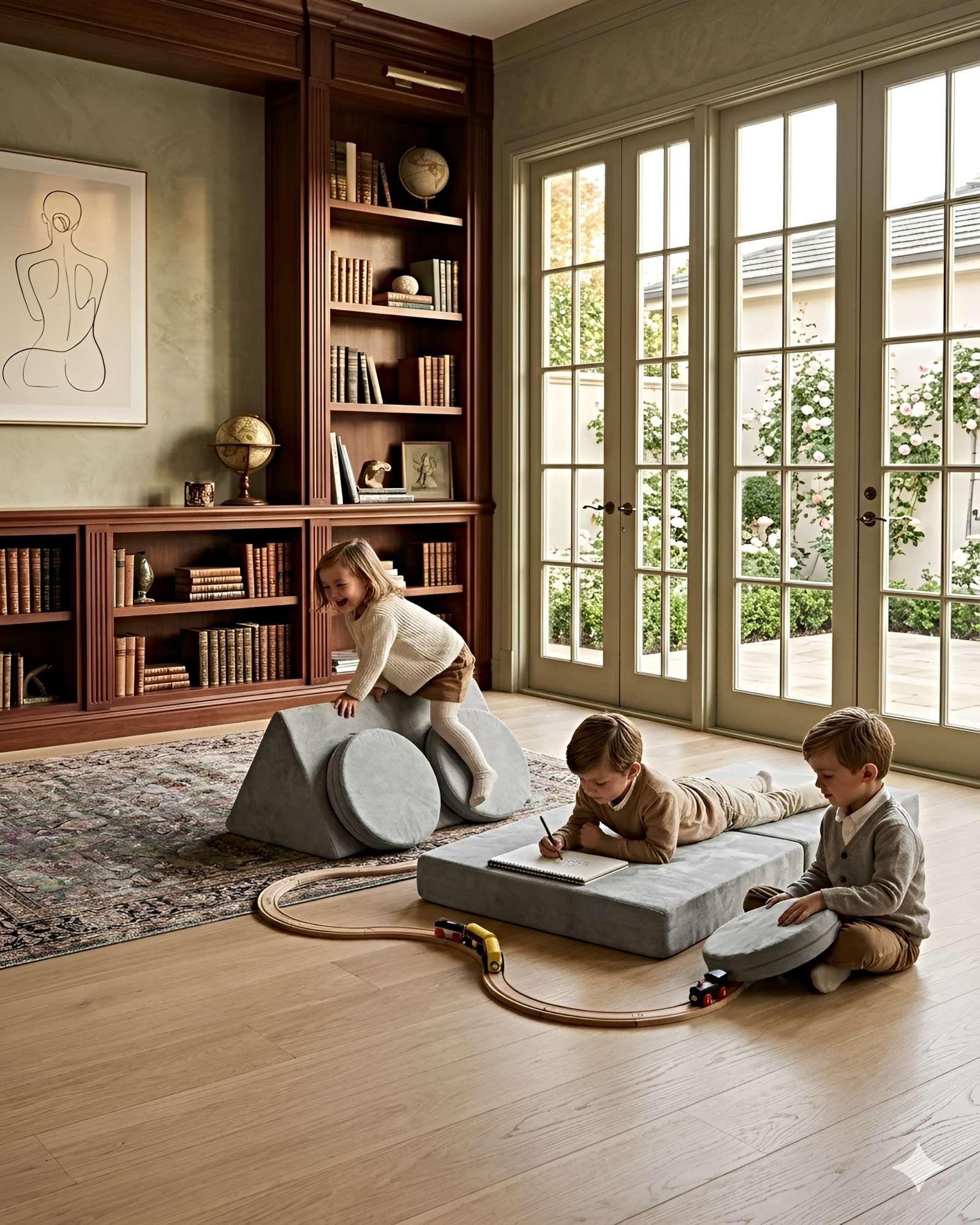 Sofá Cama Modular Infantil de 5 Piezas gris o.-3