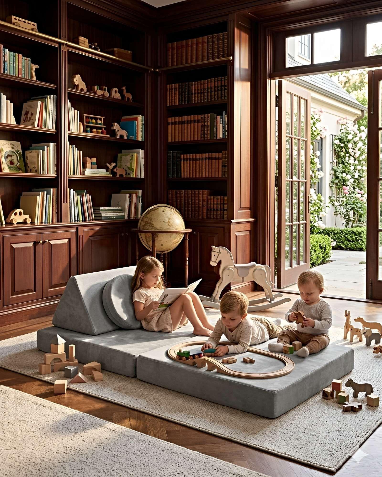 Sofá Cama Modular Infantil de 5 Piezas gris o.-4