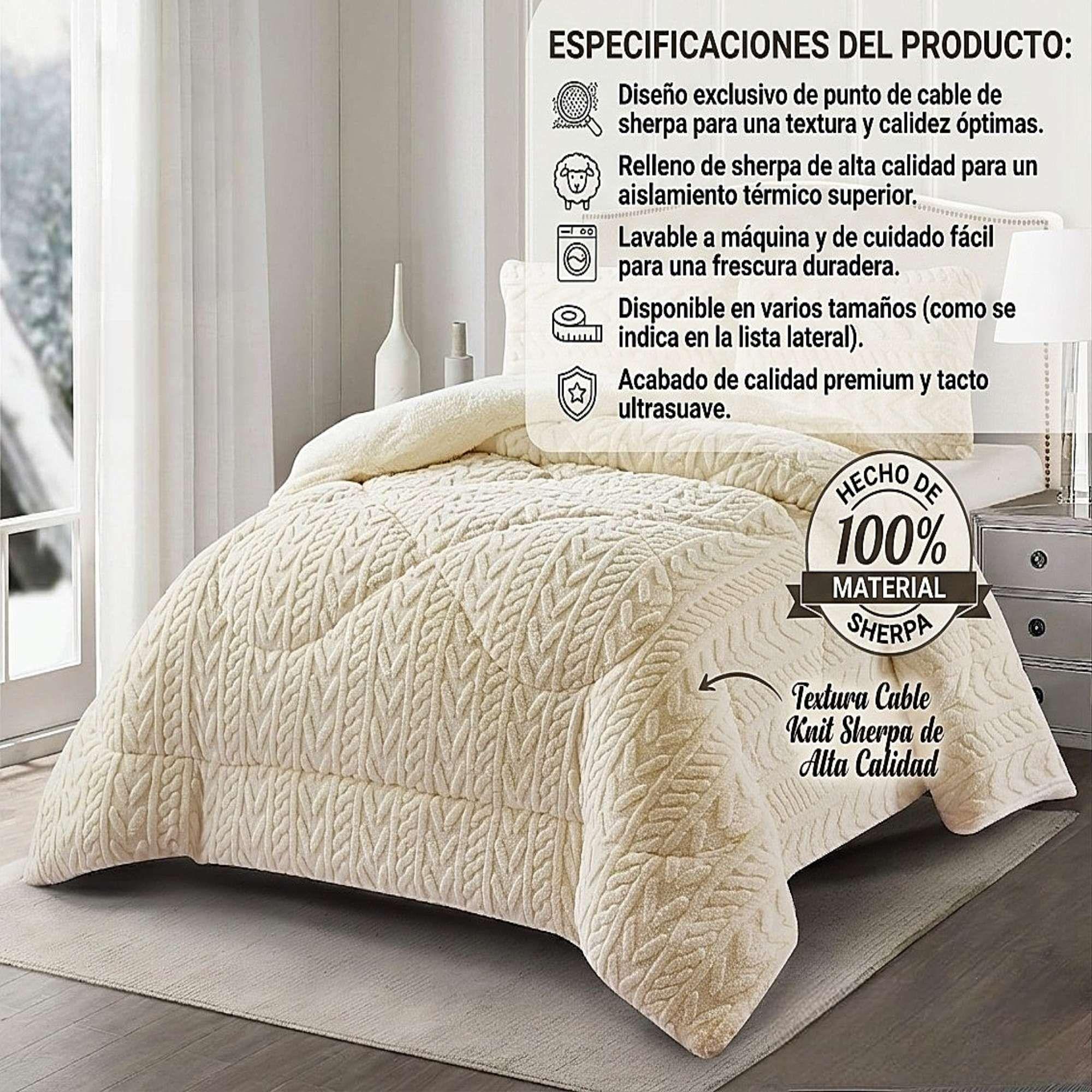 COBERTOR SHERPA TEXTURIZADO RM 2 PLAZAS BLANCO INVIERNO-3