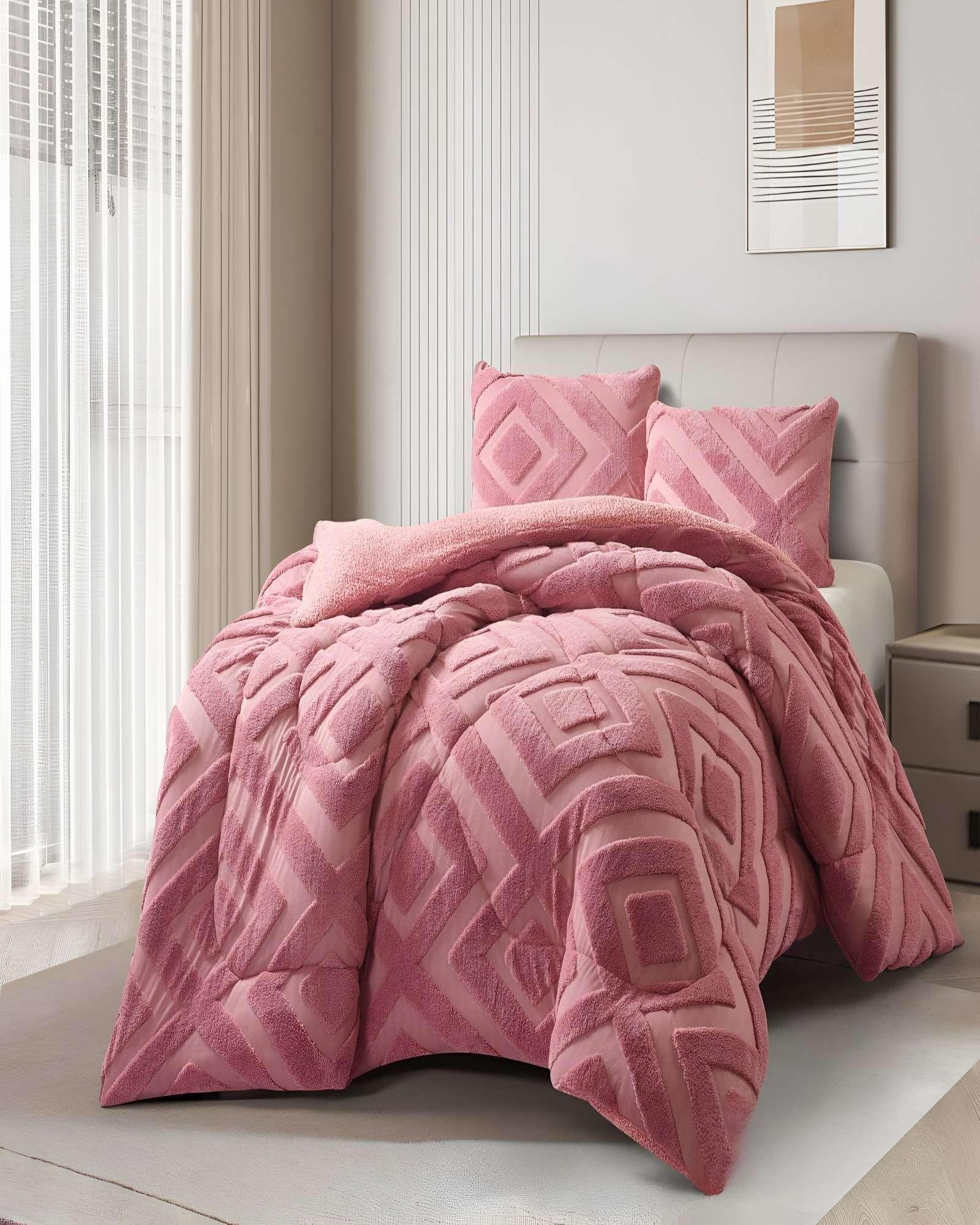 COBERTOR CON CHIPORRO DE JACQUERD CUTTING KING 250X270CM ROSA B9-2