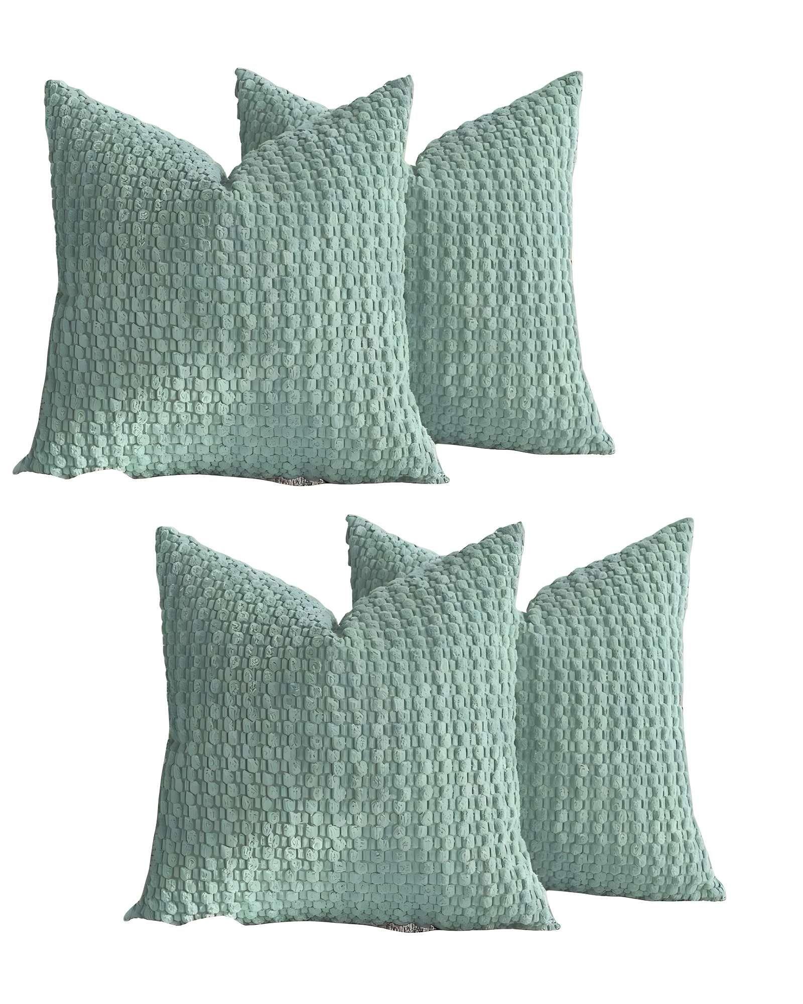 SET DE 4 FUNDAS DE COJINES DISEÑO DE MAIZ 45CM X 45 CM VERDE MENTA-2