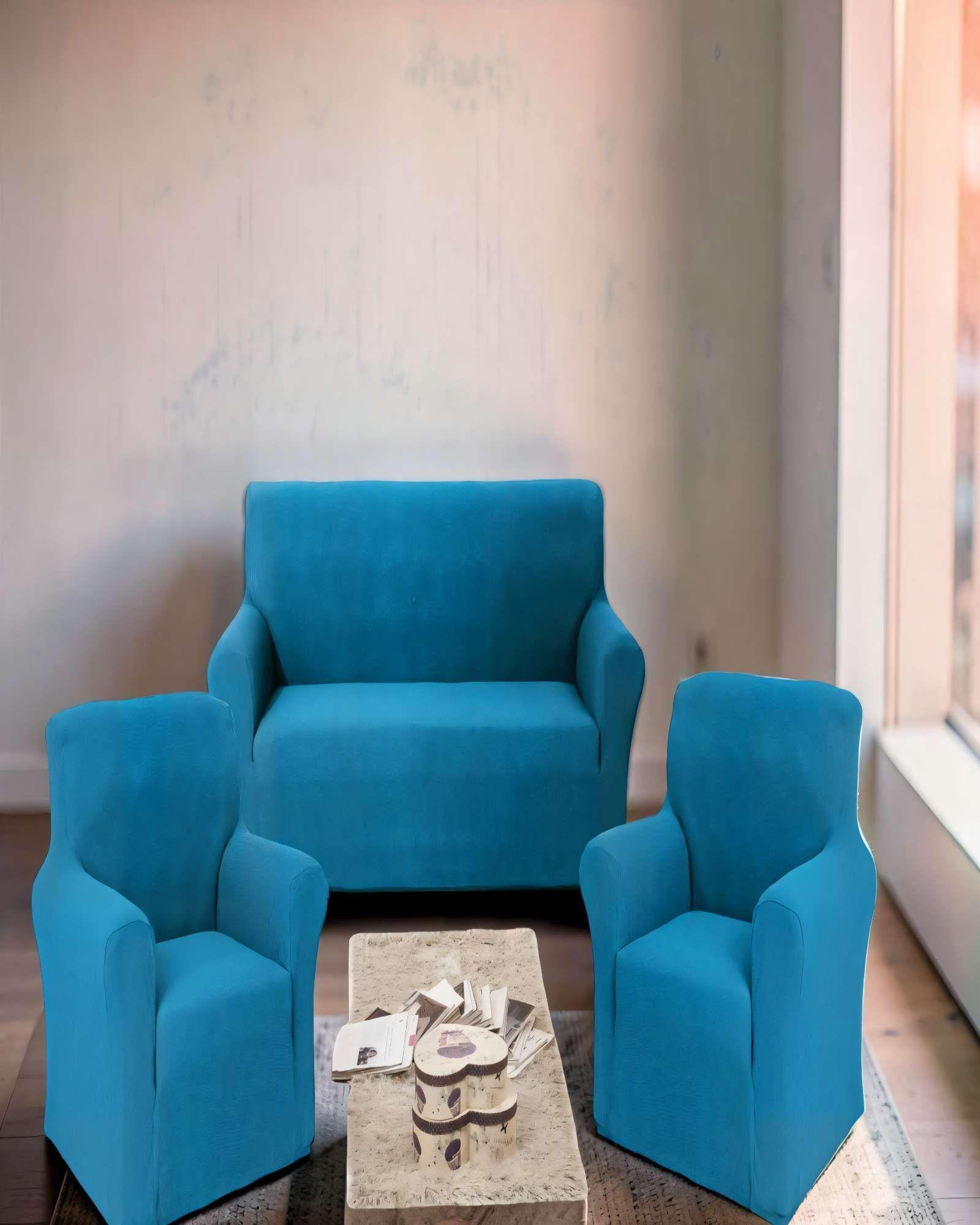 PACK DE FUNDAS DE SOFA CUADRILLE 3+1+1 COLOR AZUL-2