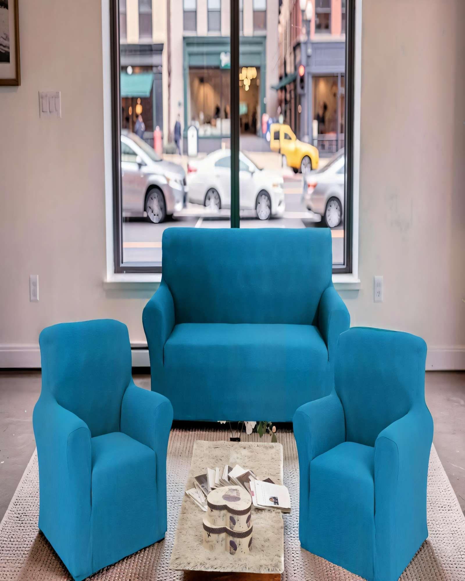 PACK DE FUNDAS DE SOFA CUADRILLE 3+1+1 COLOR AZUL-3