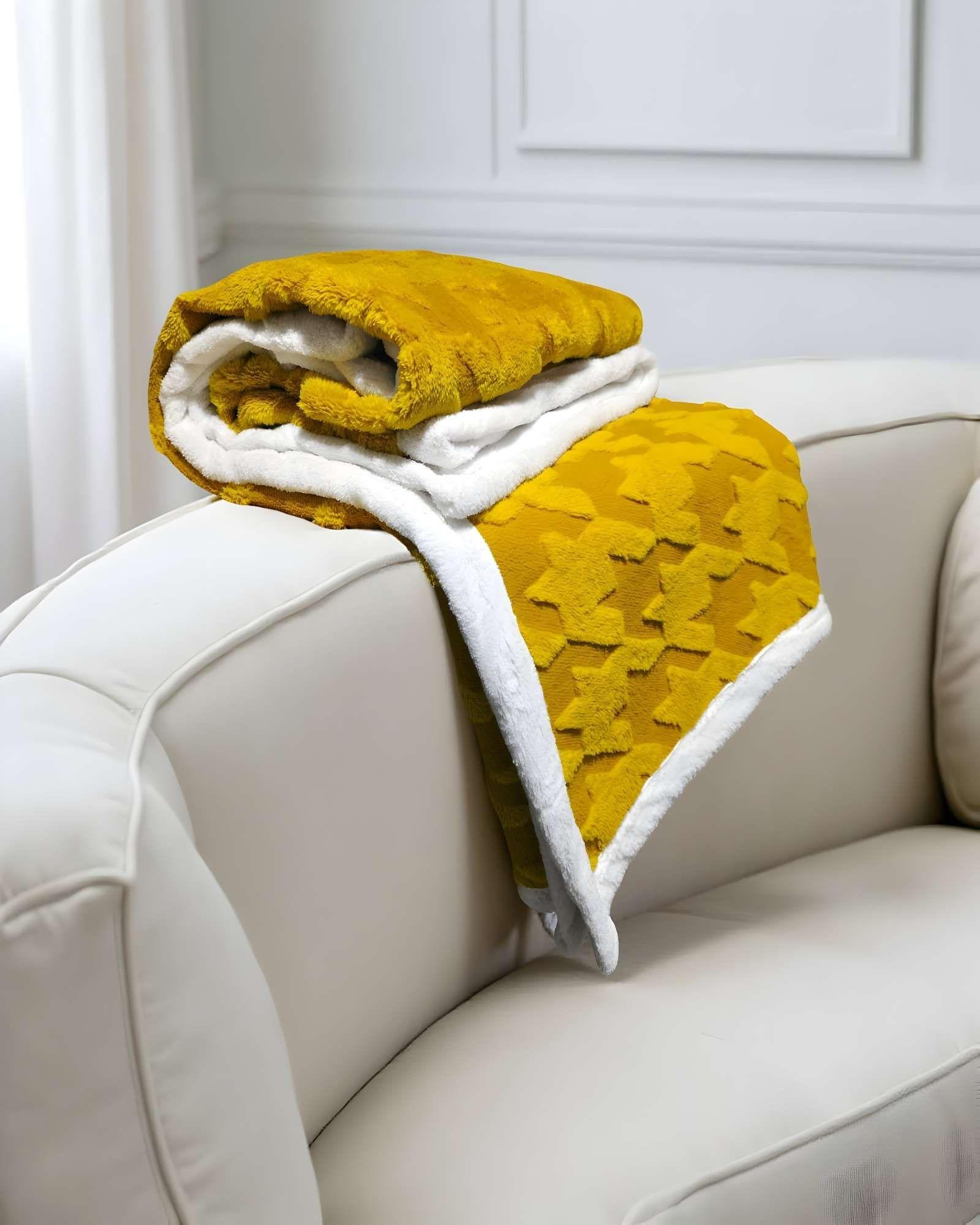 FRAZADA ELEGANTE 2 PLAZAS AMARILLO 200X230CM J8-2