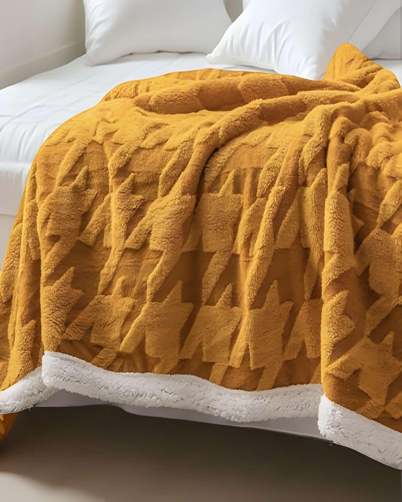 FRAZADA ELEGANTE 2 PLAZAS AMARILLO 200X230CM J8-3