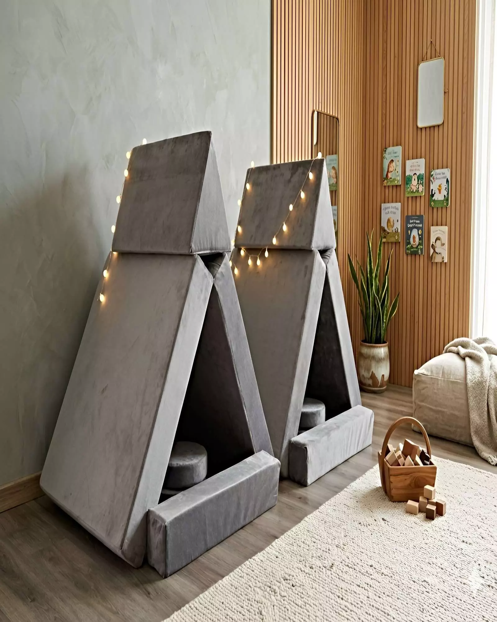 Sofá Cama Modular Infantil de 12 Piezas gris-4