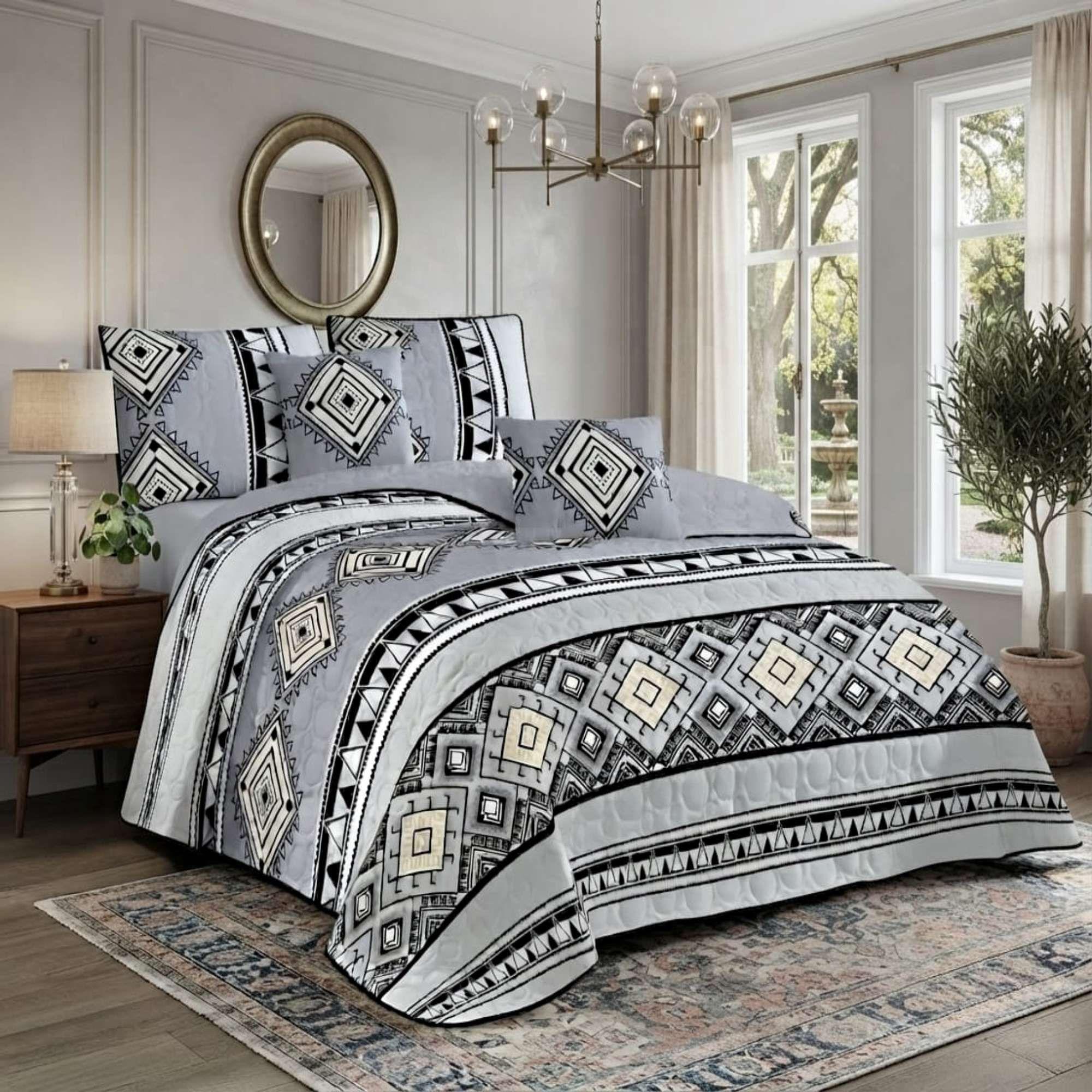 QUILT CUBRECAMA DE VERANO PLAZA Y MEDIA GRIS 04-1