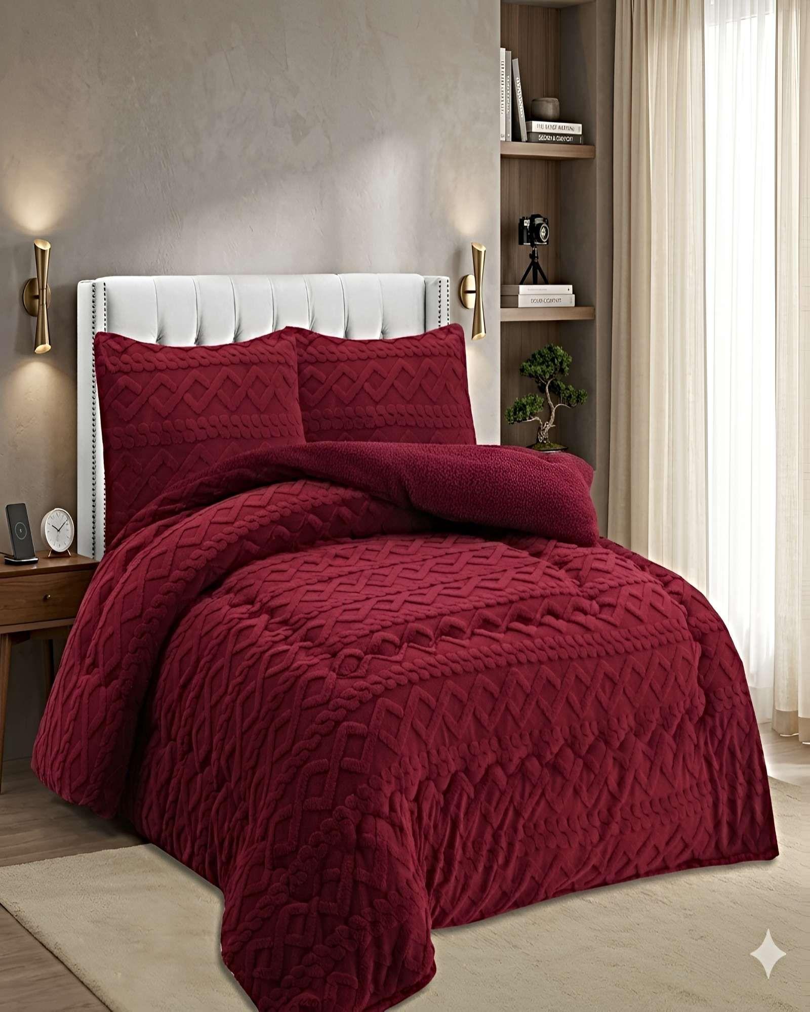 SET COBERTOR DE INVIERNO CON TEXTURA KING 250X270CM BURDEO-2