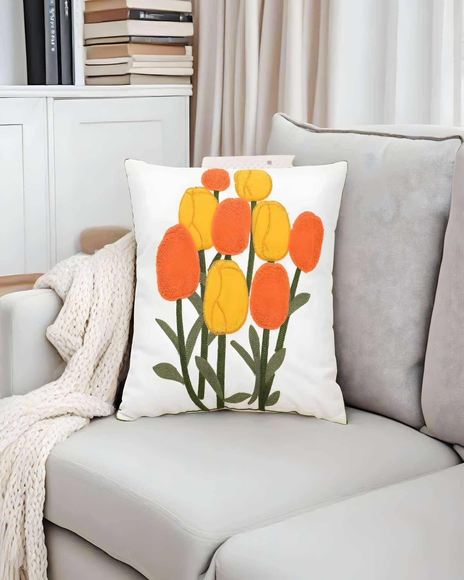 SET DE 4 FUNDAS DE COJIN BORDADAS 45X45CM BLANCO 01-3