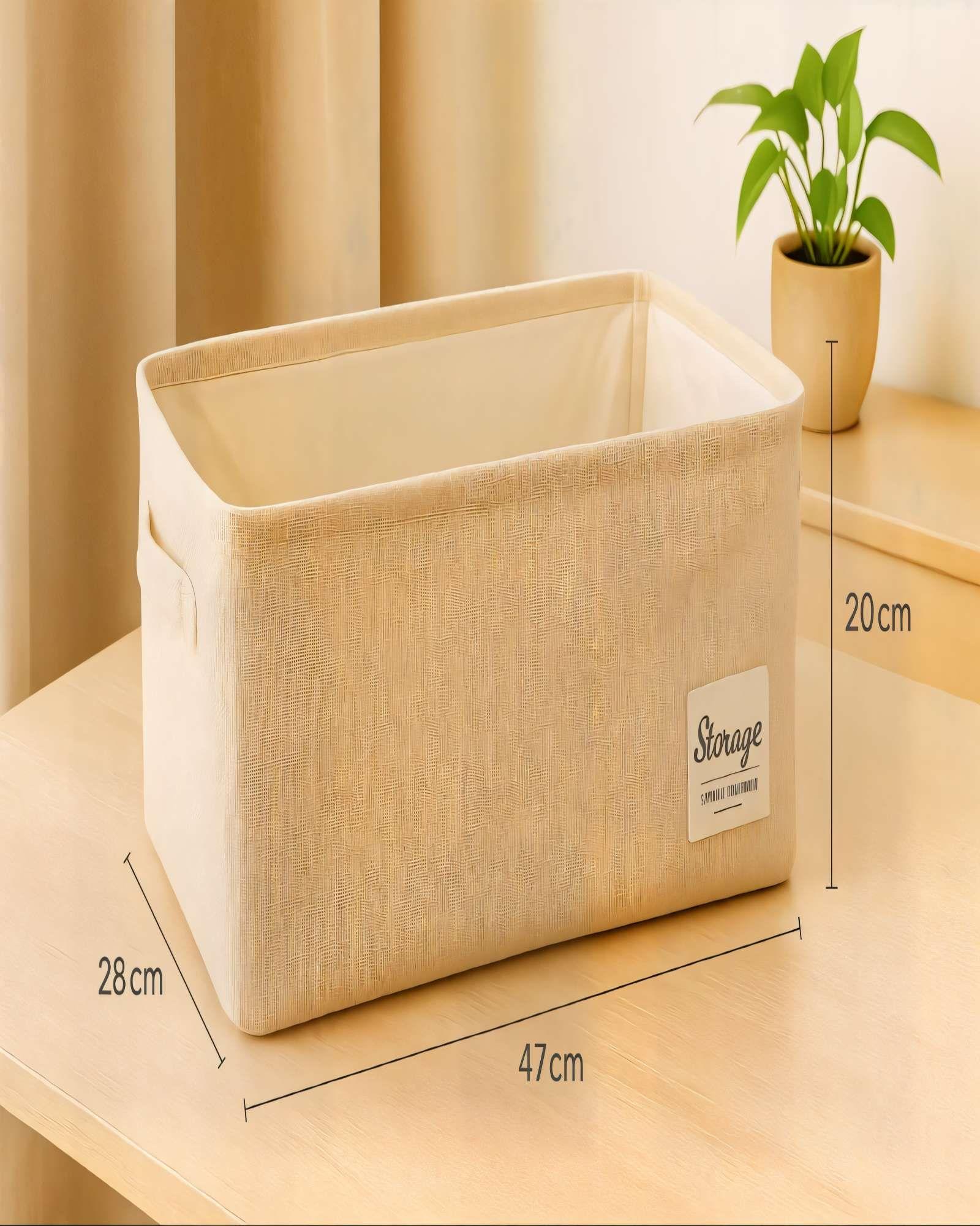 JUEGO  DE 2 CESTAS ORGANIZADOR 28CMX47CMX20CM COLOR BEIGE-2