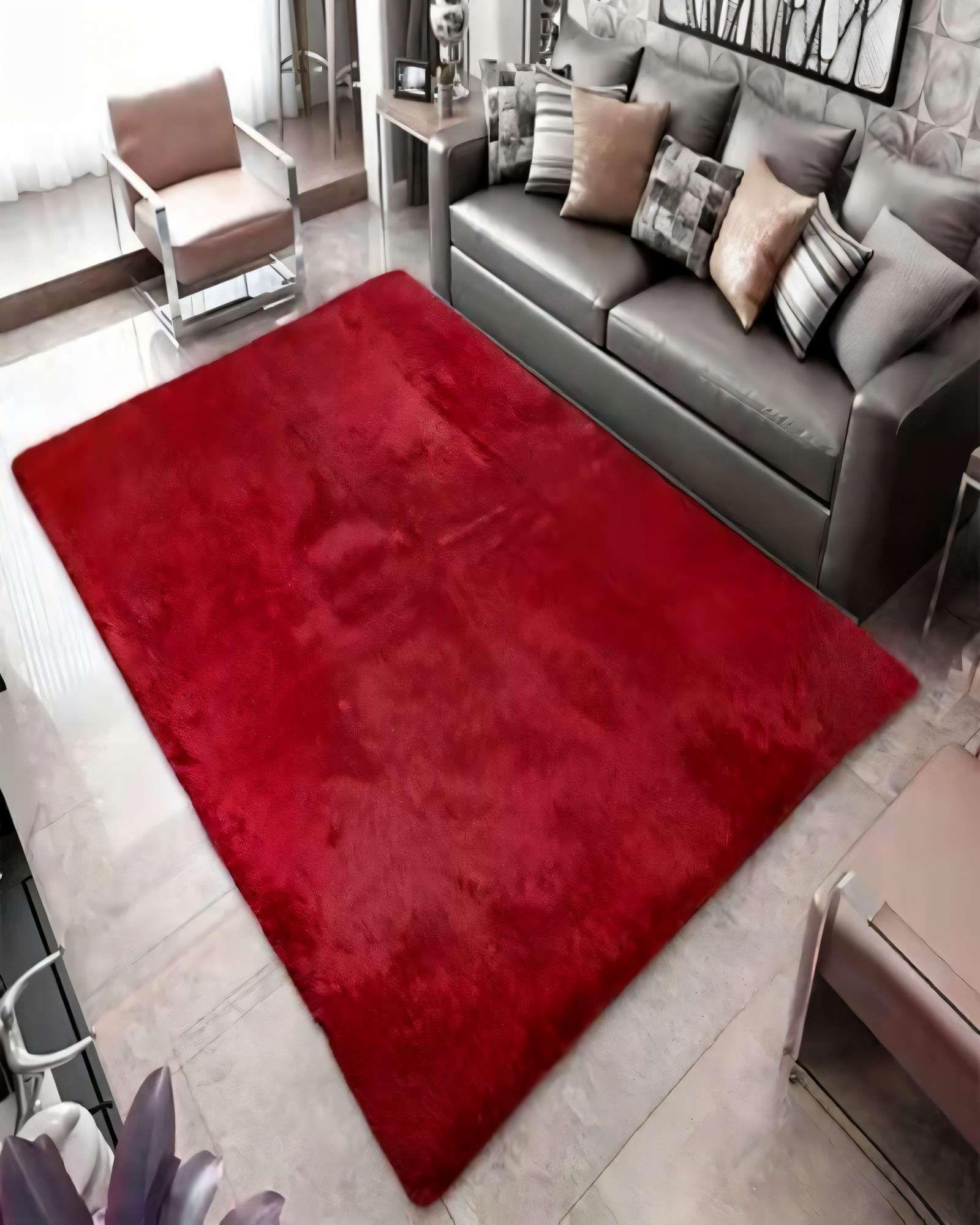 ALFOMBRA PELUDA 180X200  COLOR BURDEO-2