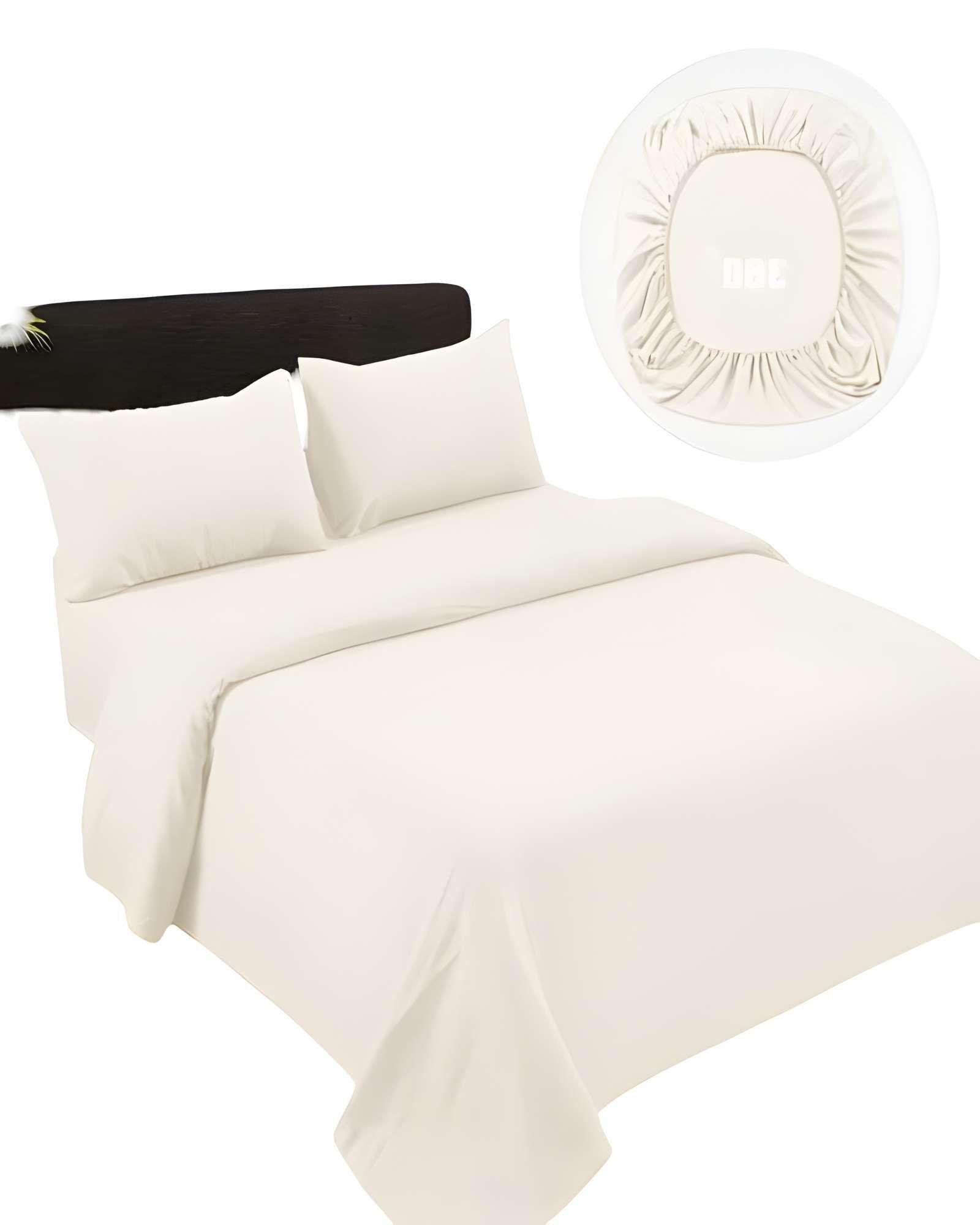 JUEGO DE SABANAS DE 500 HILOS 2 PLAZAS COLOR BEIGE CLARO-1